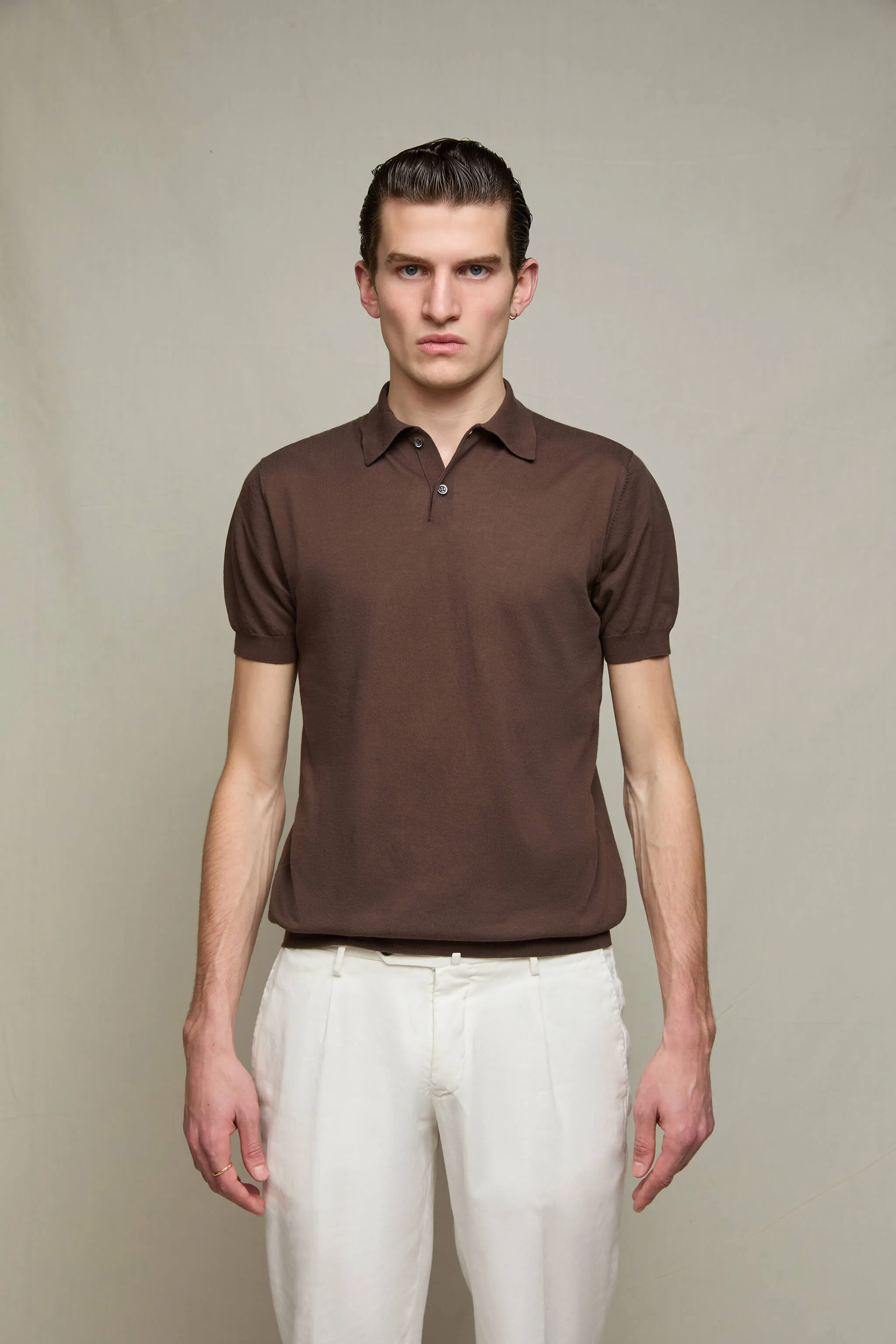 Polo in maglia cioccolato - Image 2