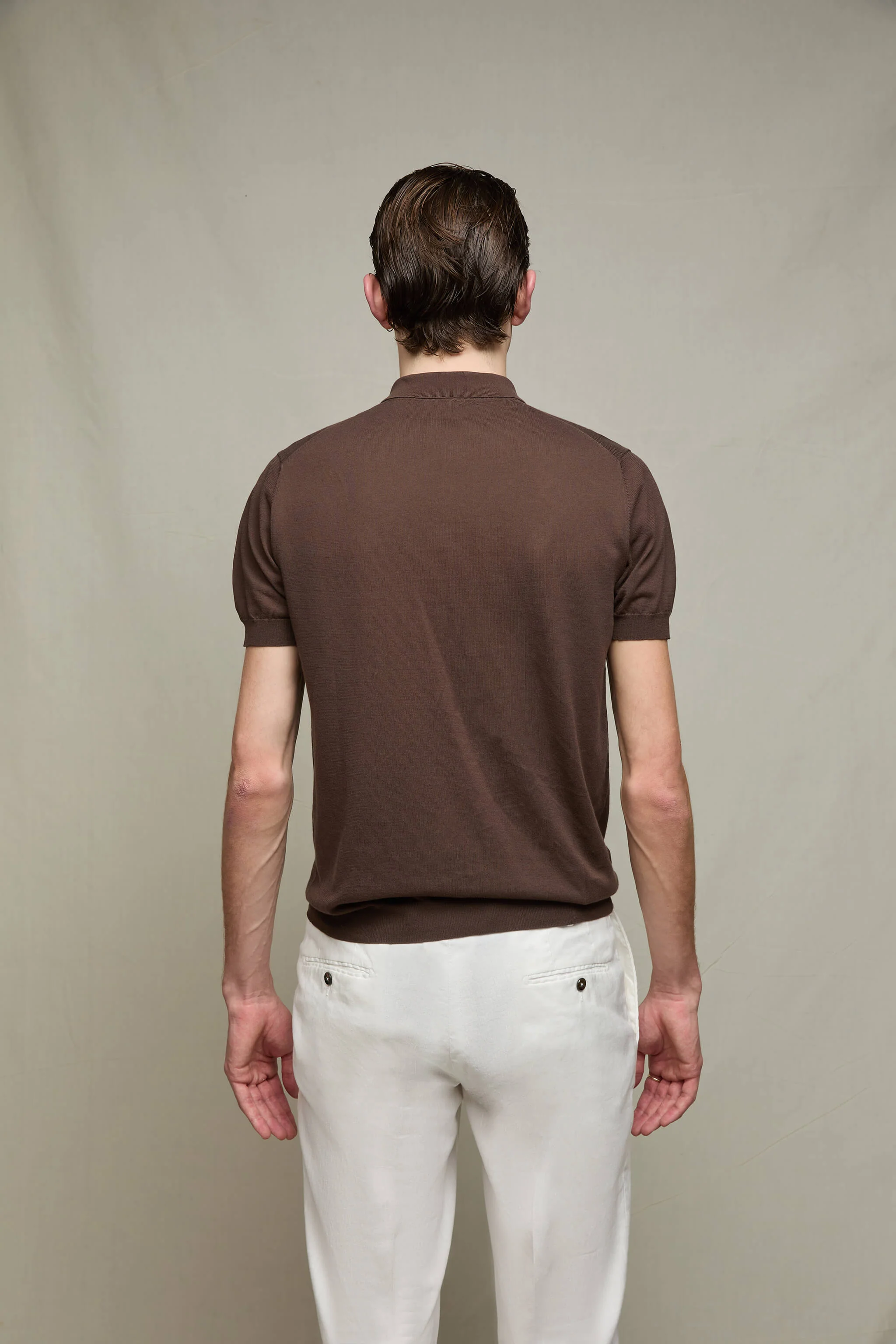 Polo in maglia cioccolato - Image 3