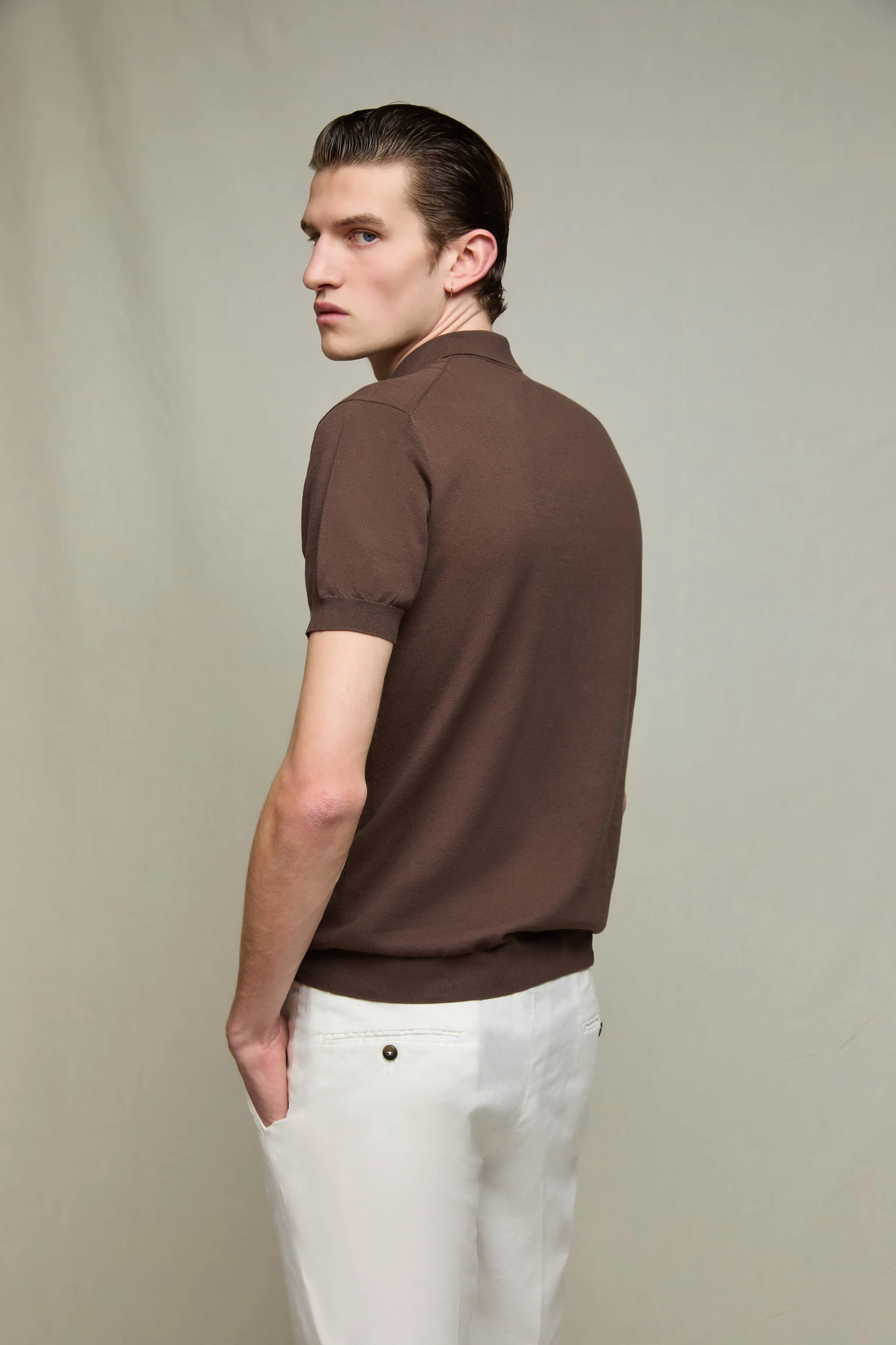 Polo in maglia cioccolato - Image 4