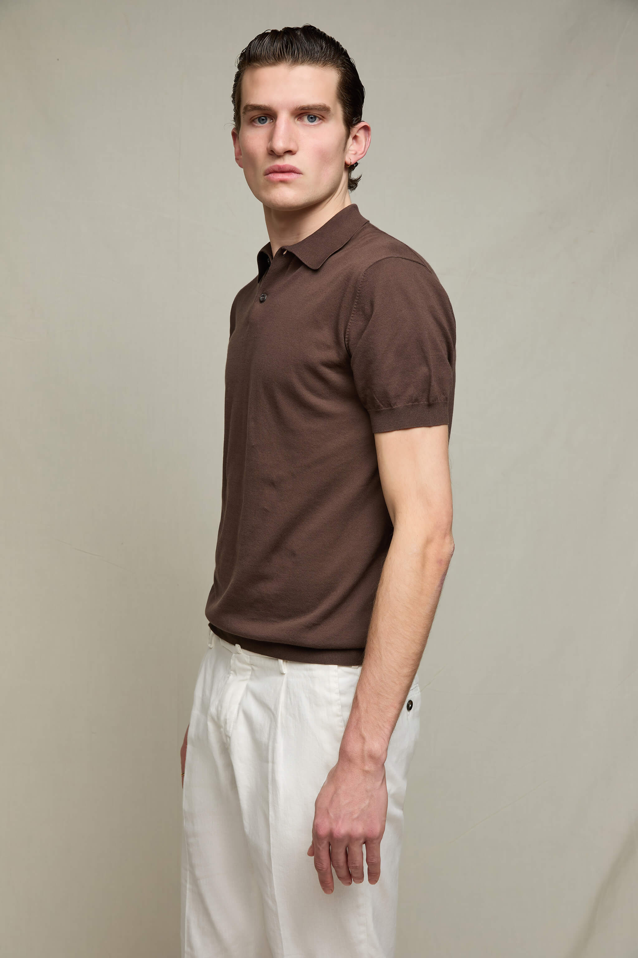 Polo in maglia cioccolato - Image 5