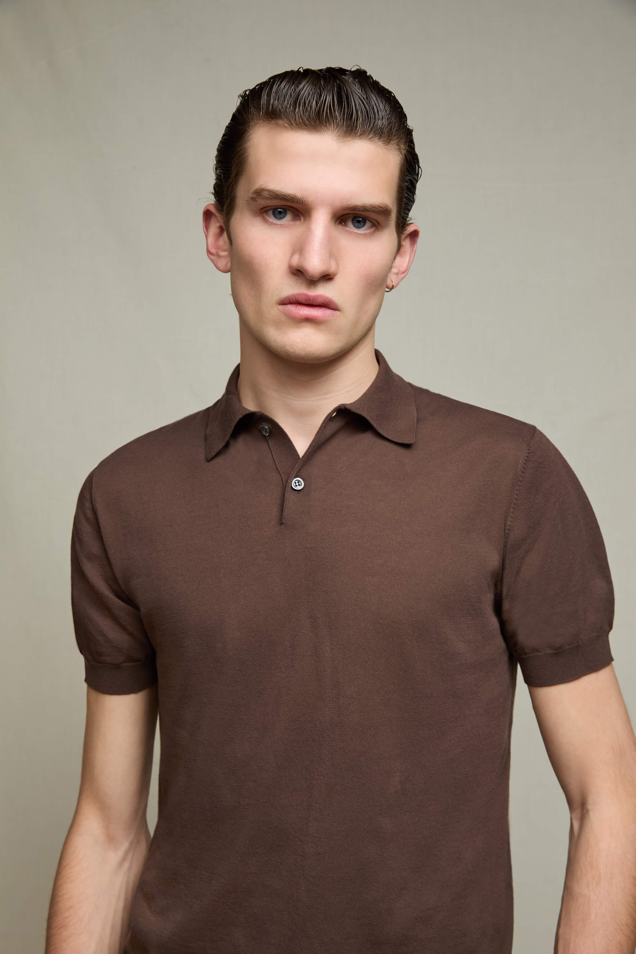 Polo in maglia cioccolato - Image 6