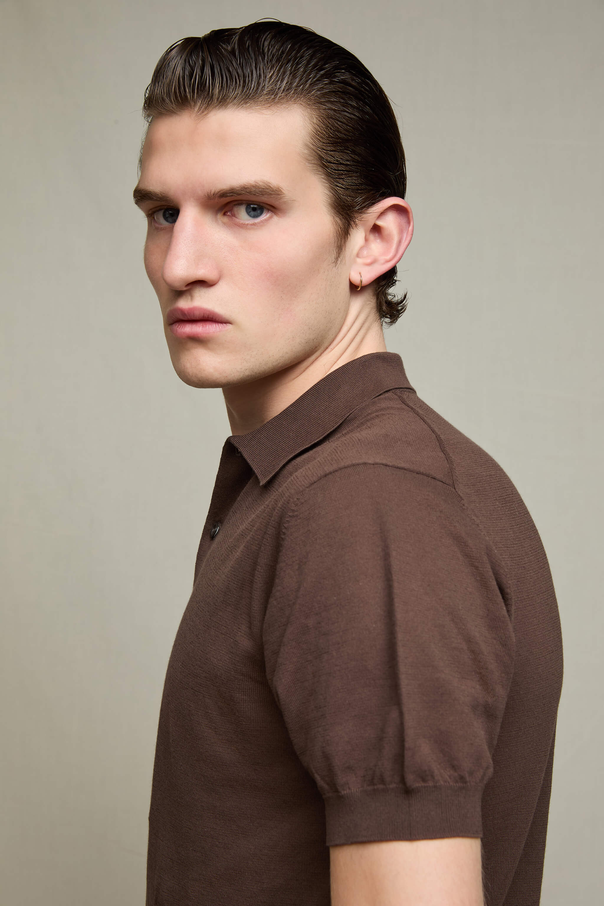 Polo in maglia cioccolato - Image 7
