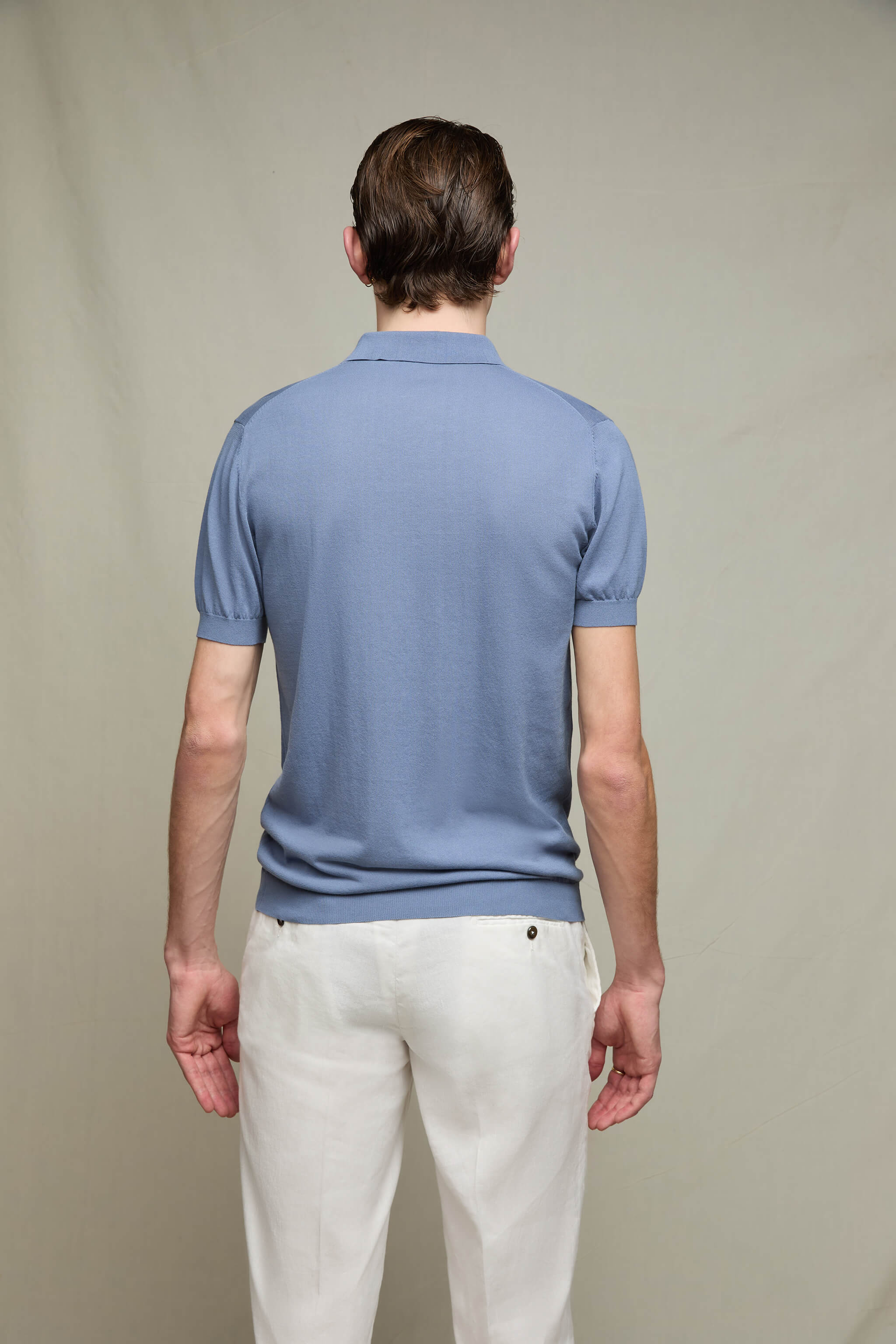 Polo in maglia azzurro soft - Image 3