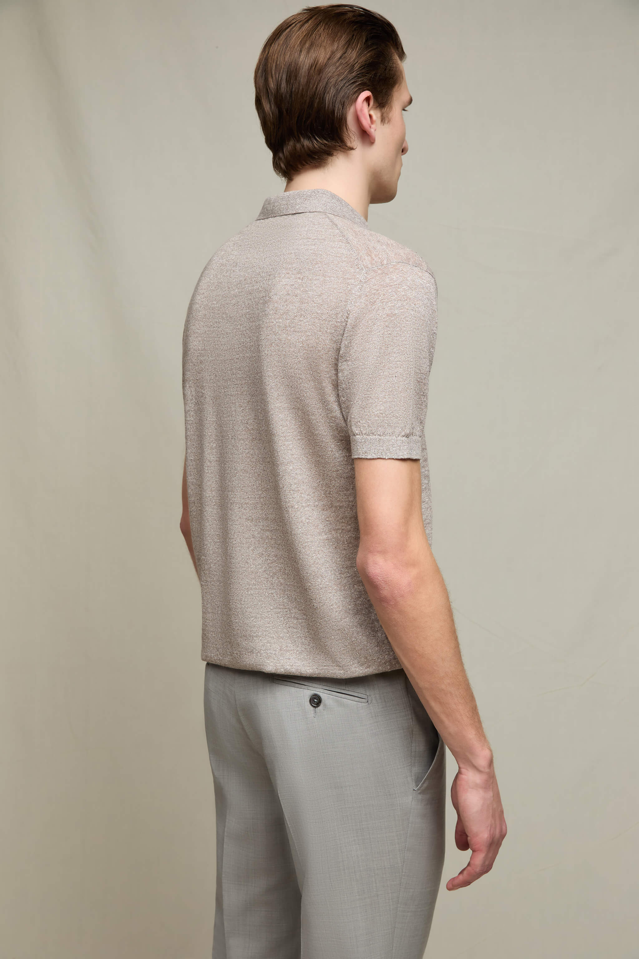 Polo manica corta sabbia melange - Image 3