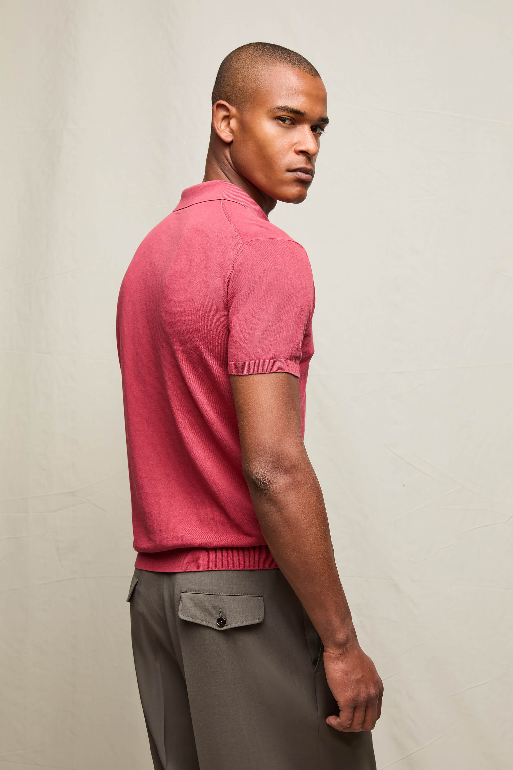 Polo in maglia 100% cotone rosso mattone - Image 3