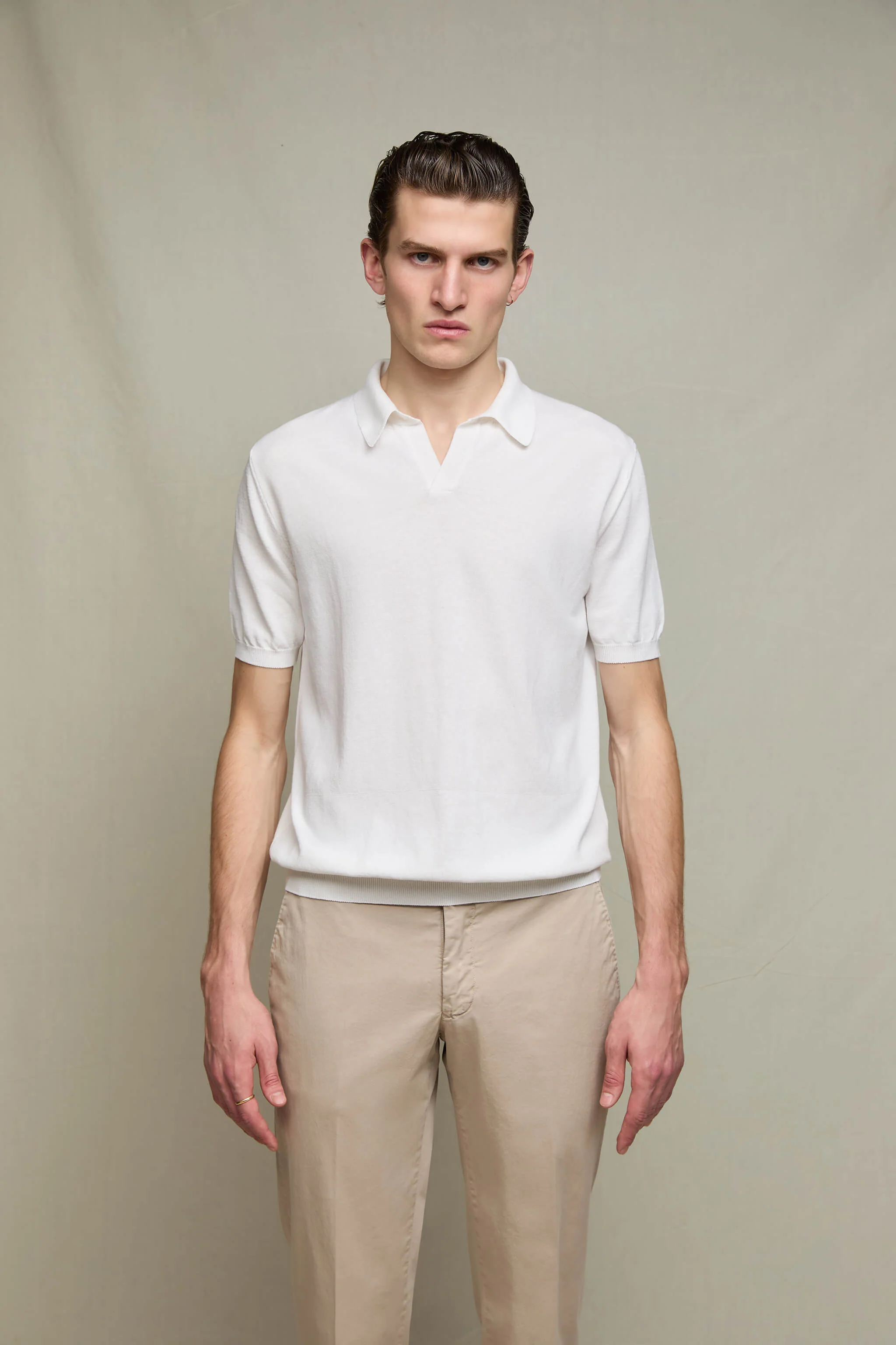 Polo in maglia manica corta bianco ottico