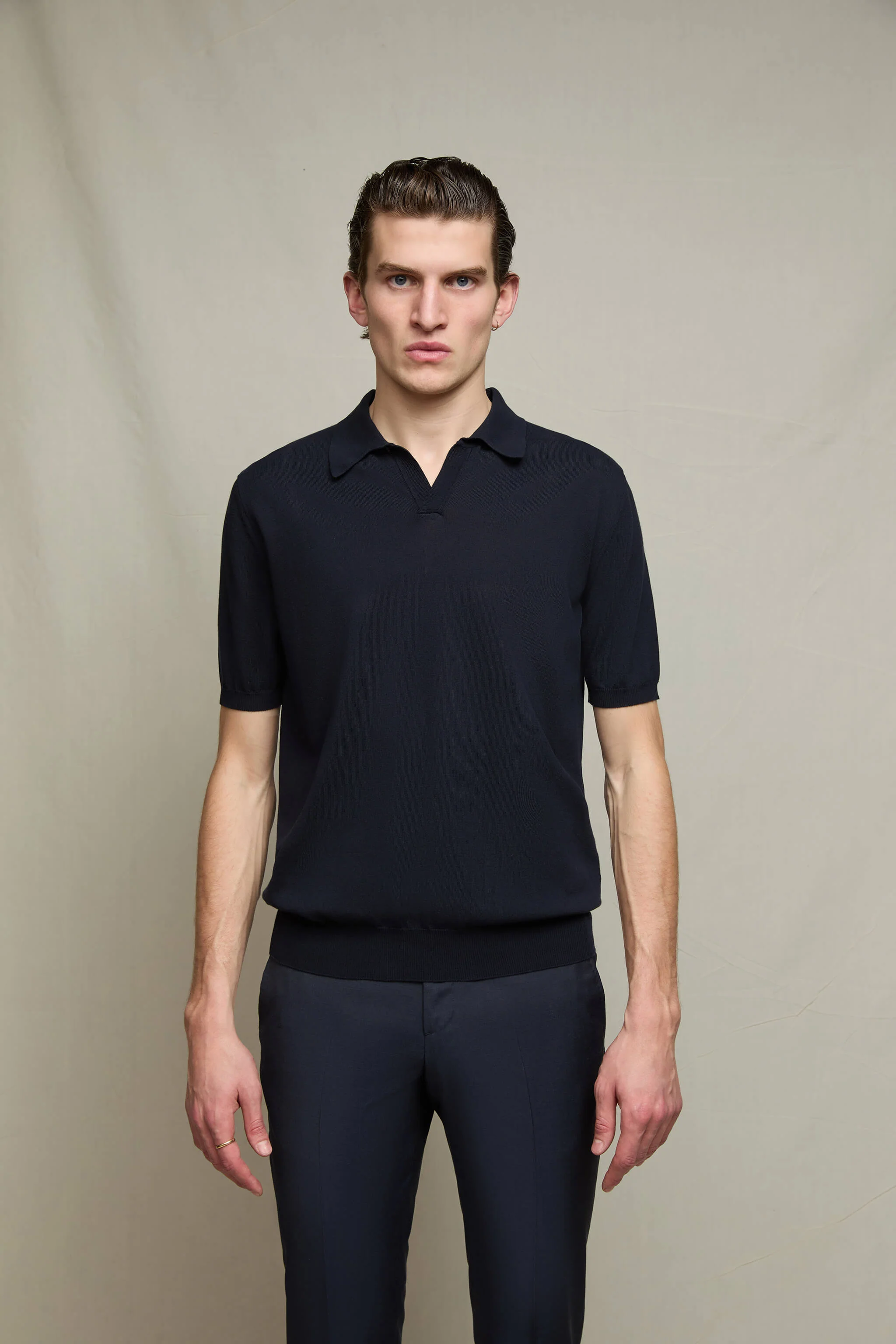 Polo in maglia manica corta blu notte