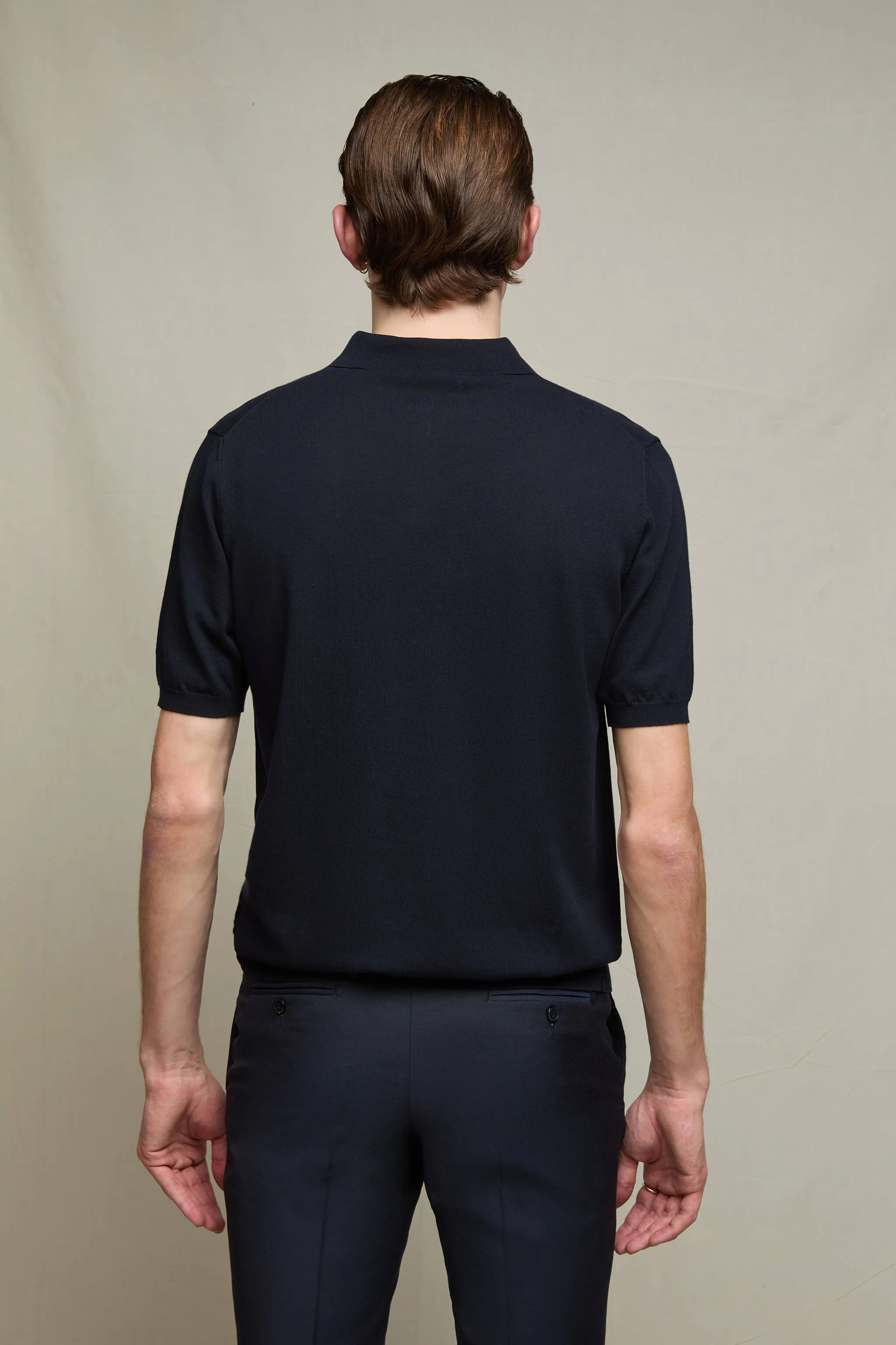 Polo in maglia manica corta blu notte - Image 3