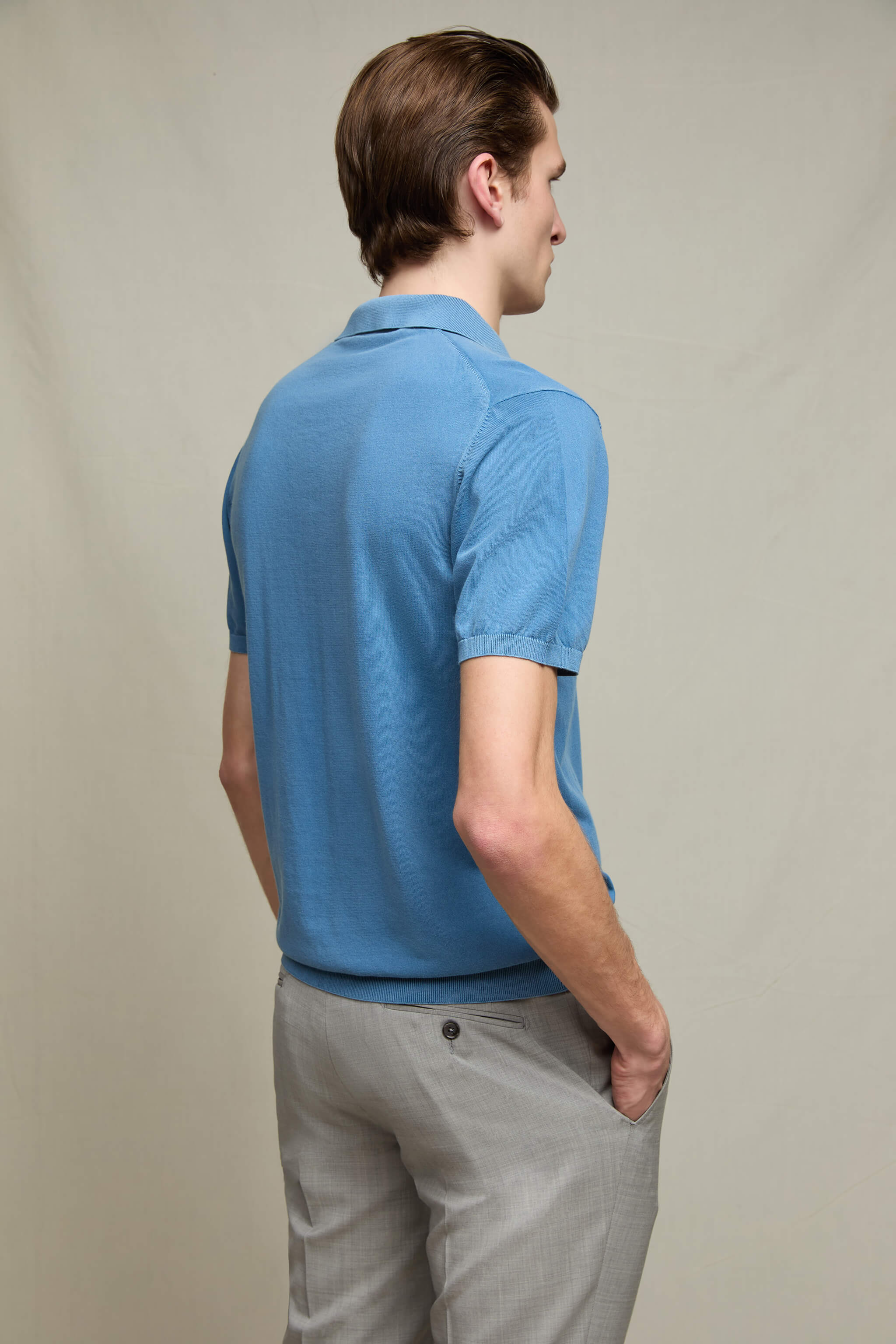 Polo in maglia azzurro polvere - Image 4
