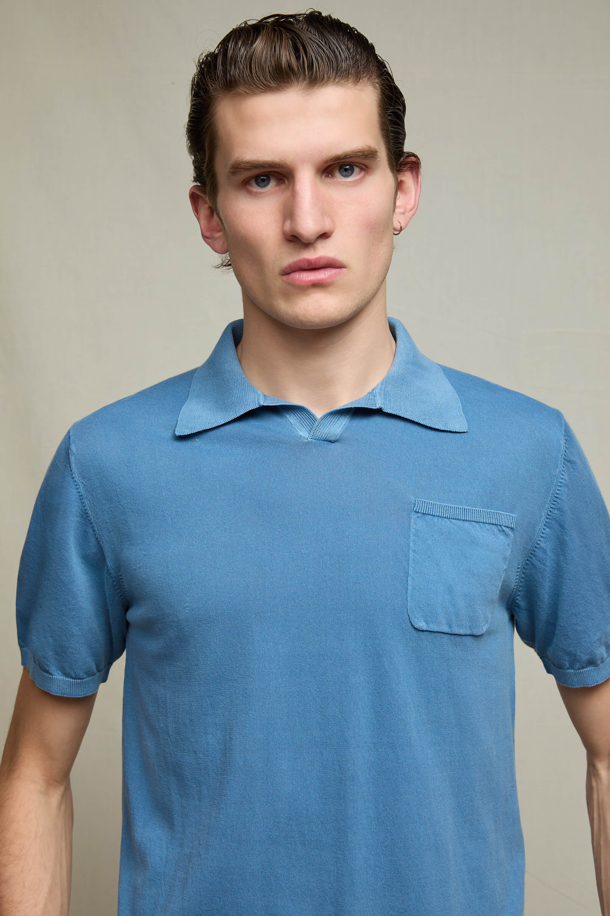 Polo in maglia azzurro polvere - Image 5