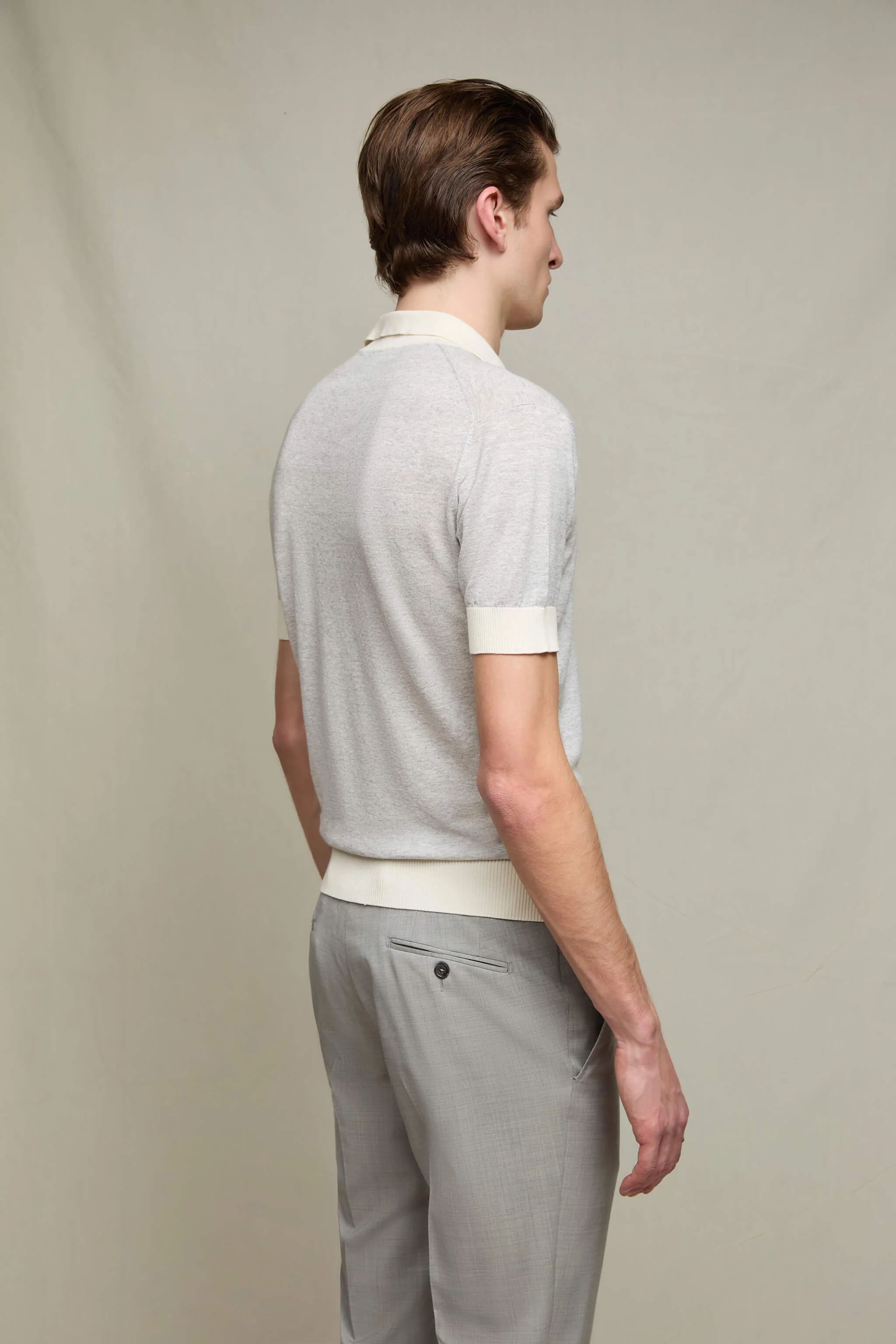 Polo manica corta grigio perla melange - Image 3