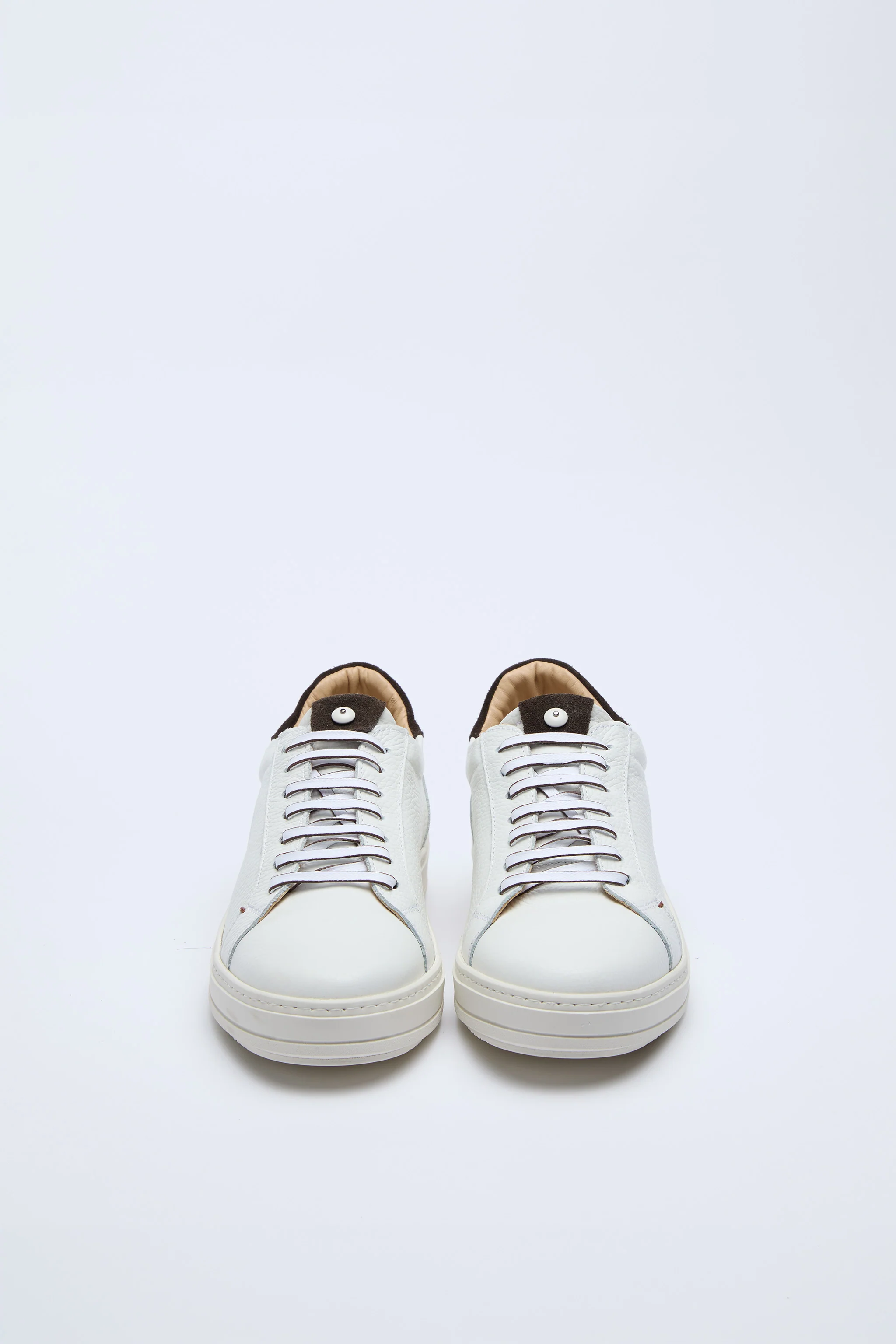 Sneaker retro-tennis bianco marrone