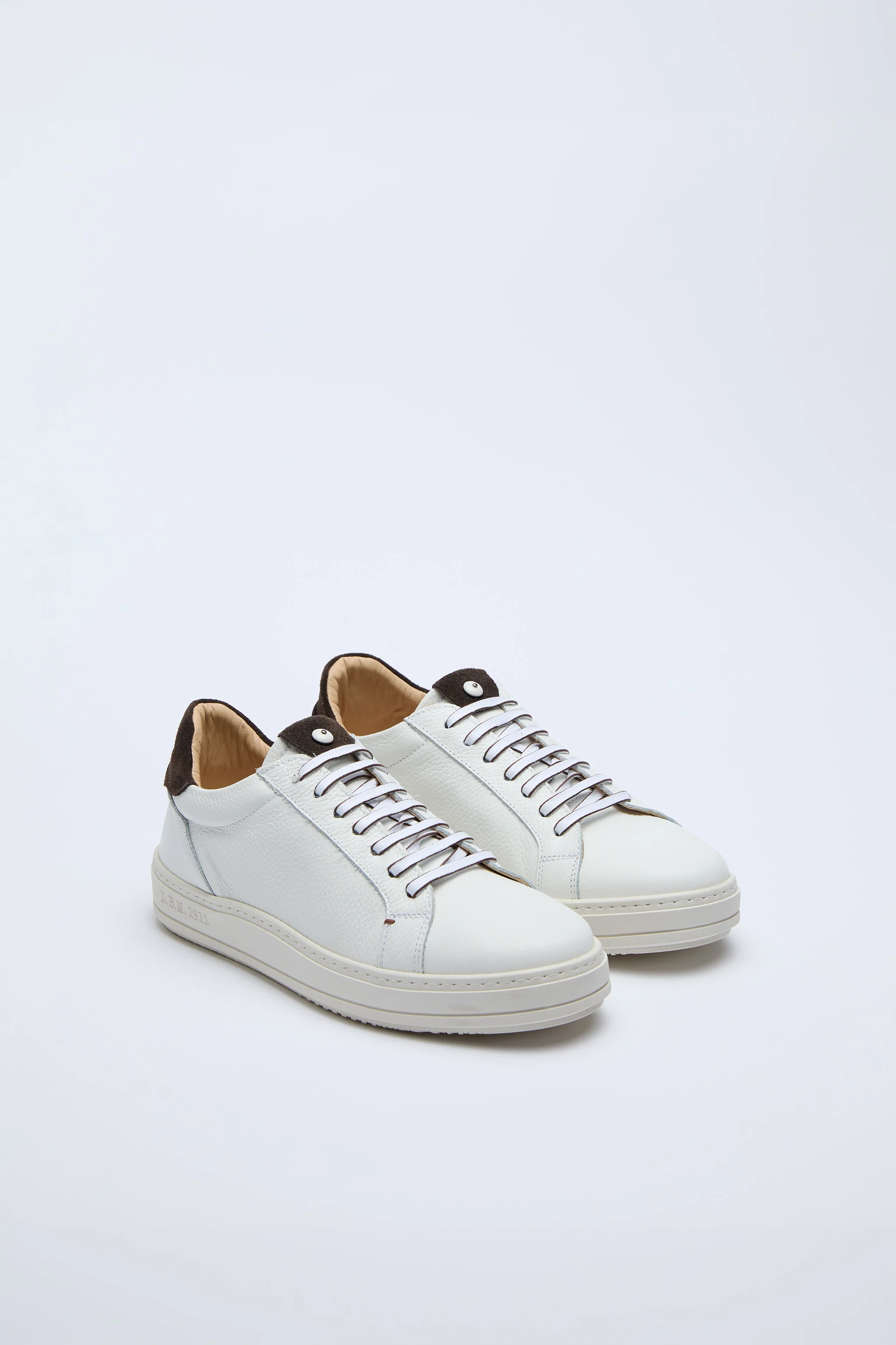 Sneaker retro-tennis bianco marrone - Image 2