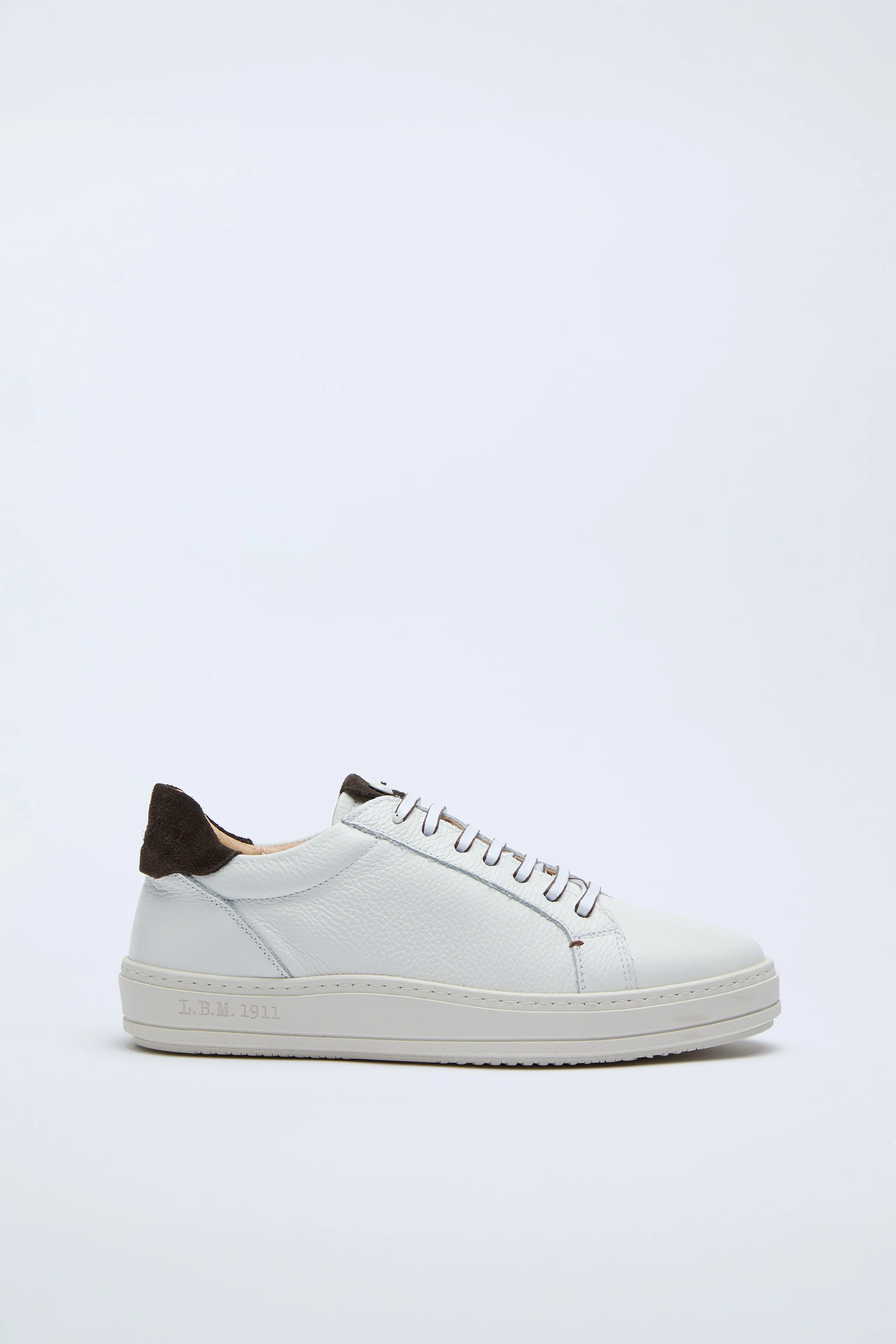 Sneaker retro-tennis bianco marrone - Image 3