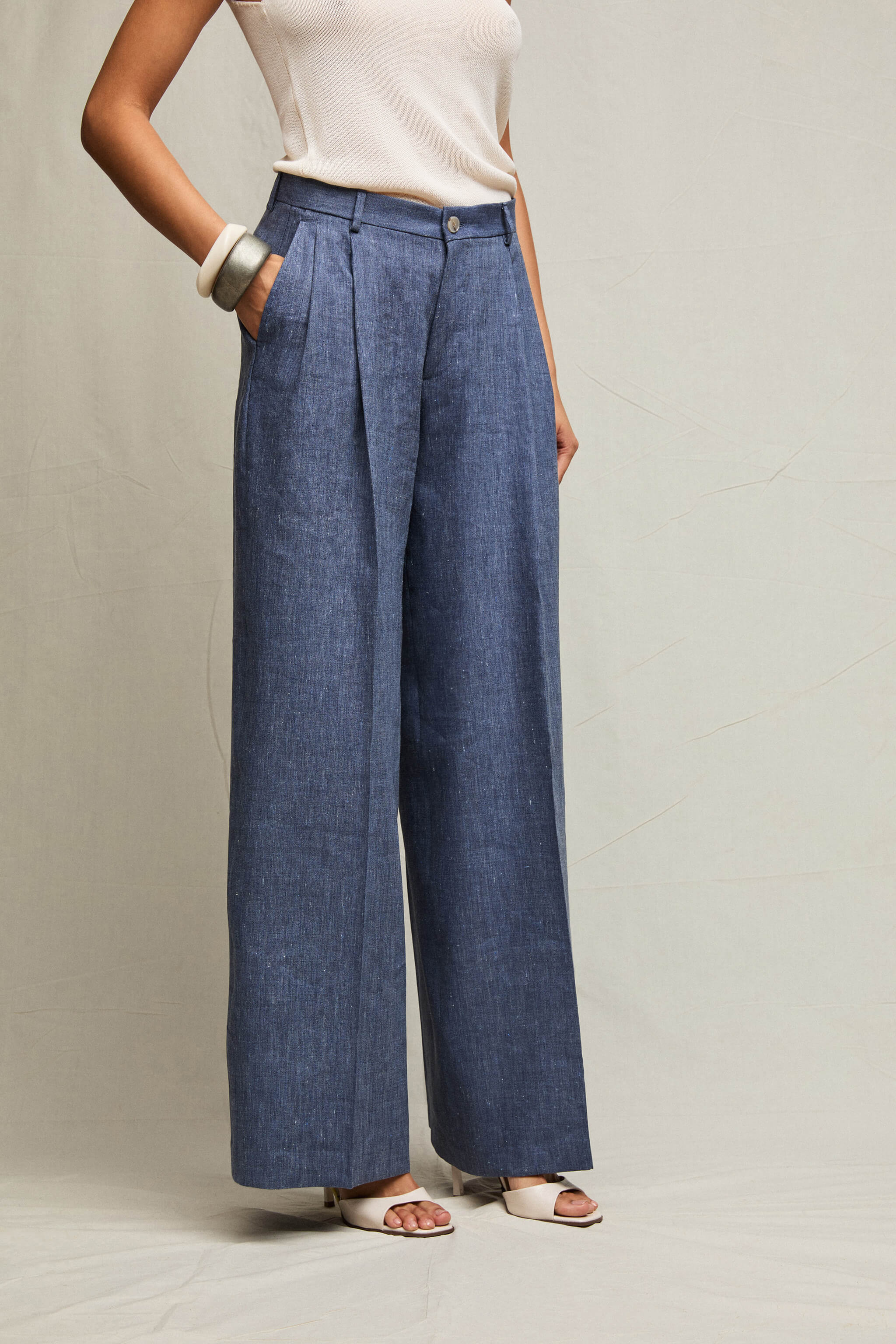Pantalone Elisa ampio denim mélange