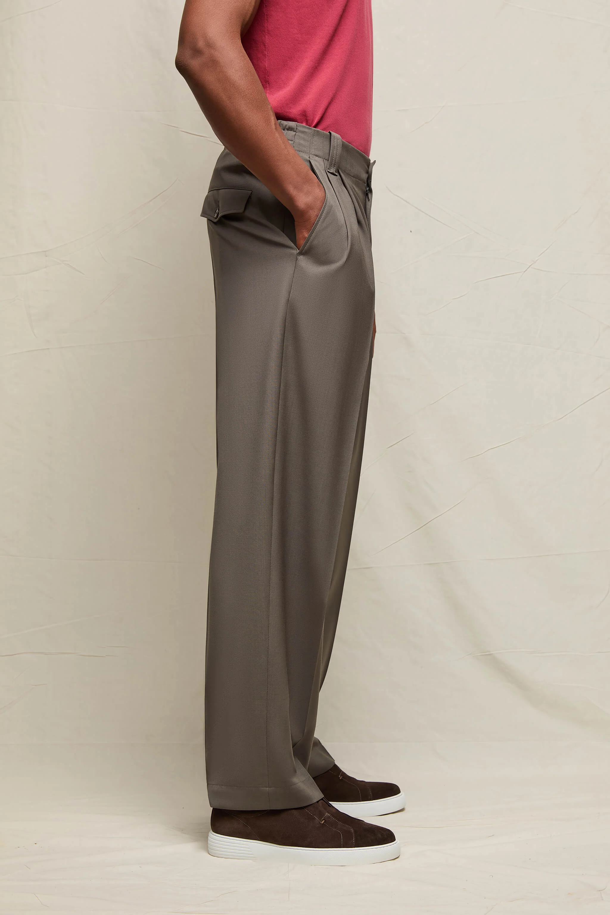 Pantalone MARK in lana marrone taupe - Image 3