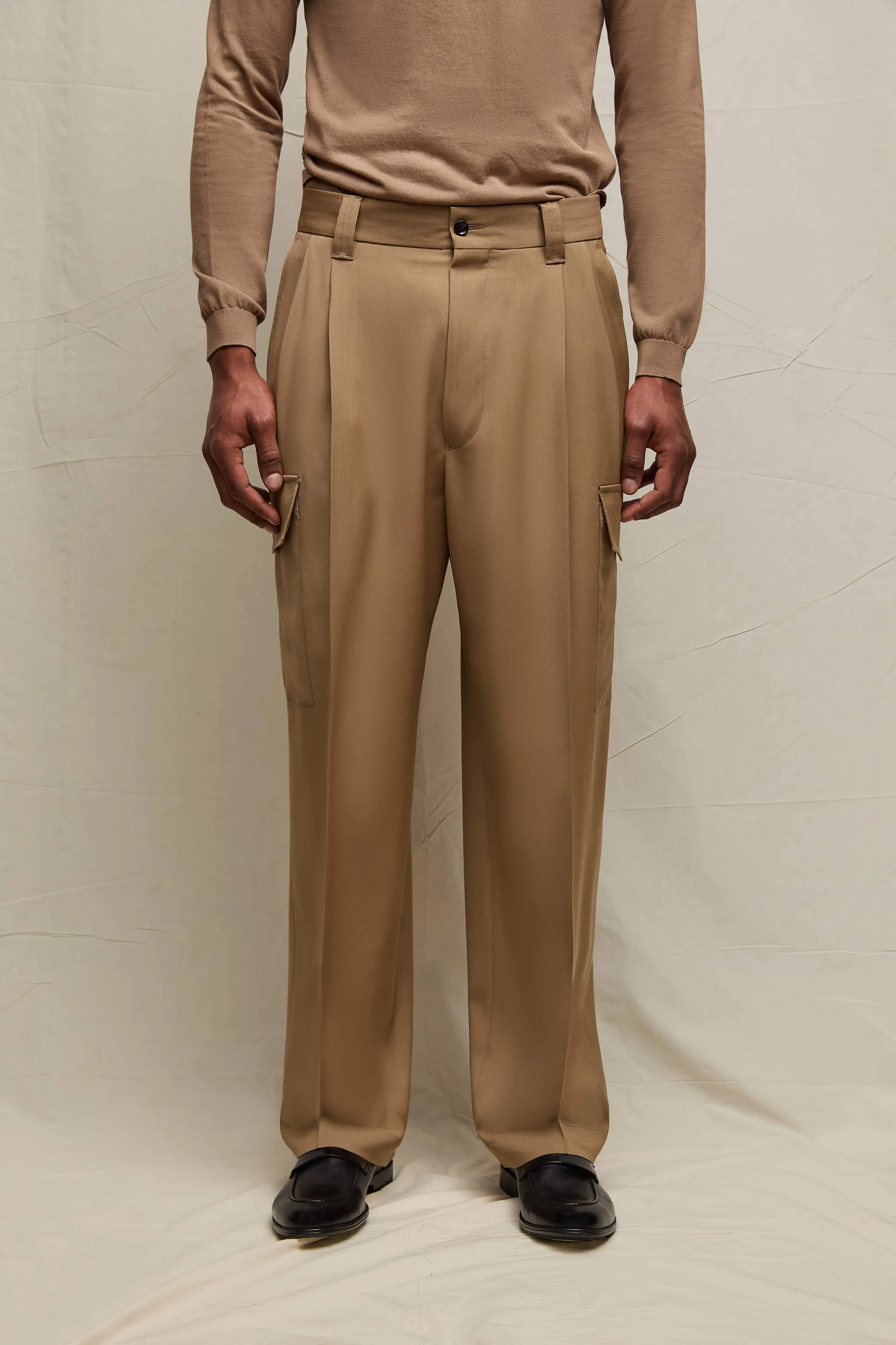 Pantalone MATTHEW in lana beige tabacco