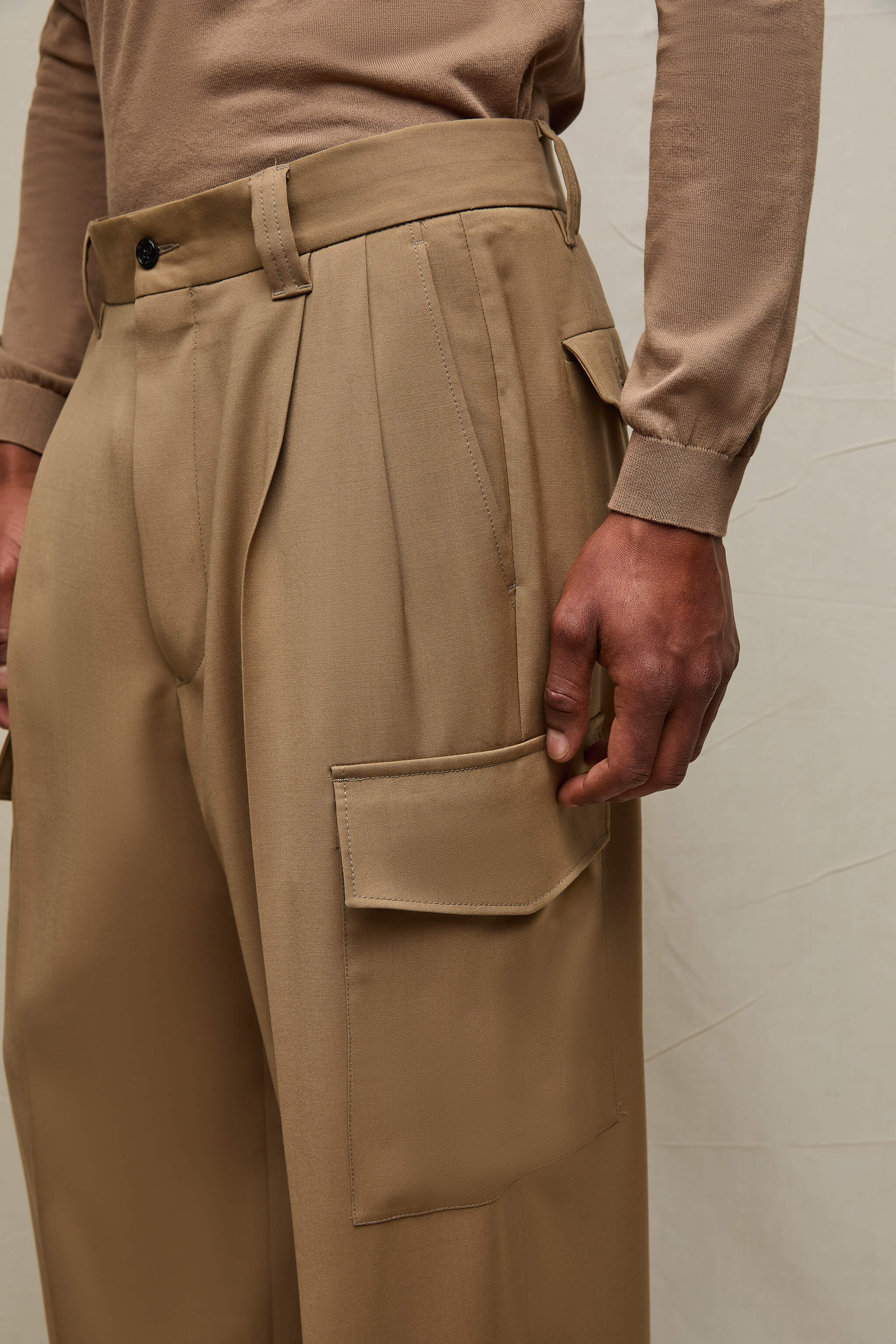 Pantalone MATTHEW in lana beige tabacco - Image 4