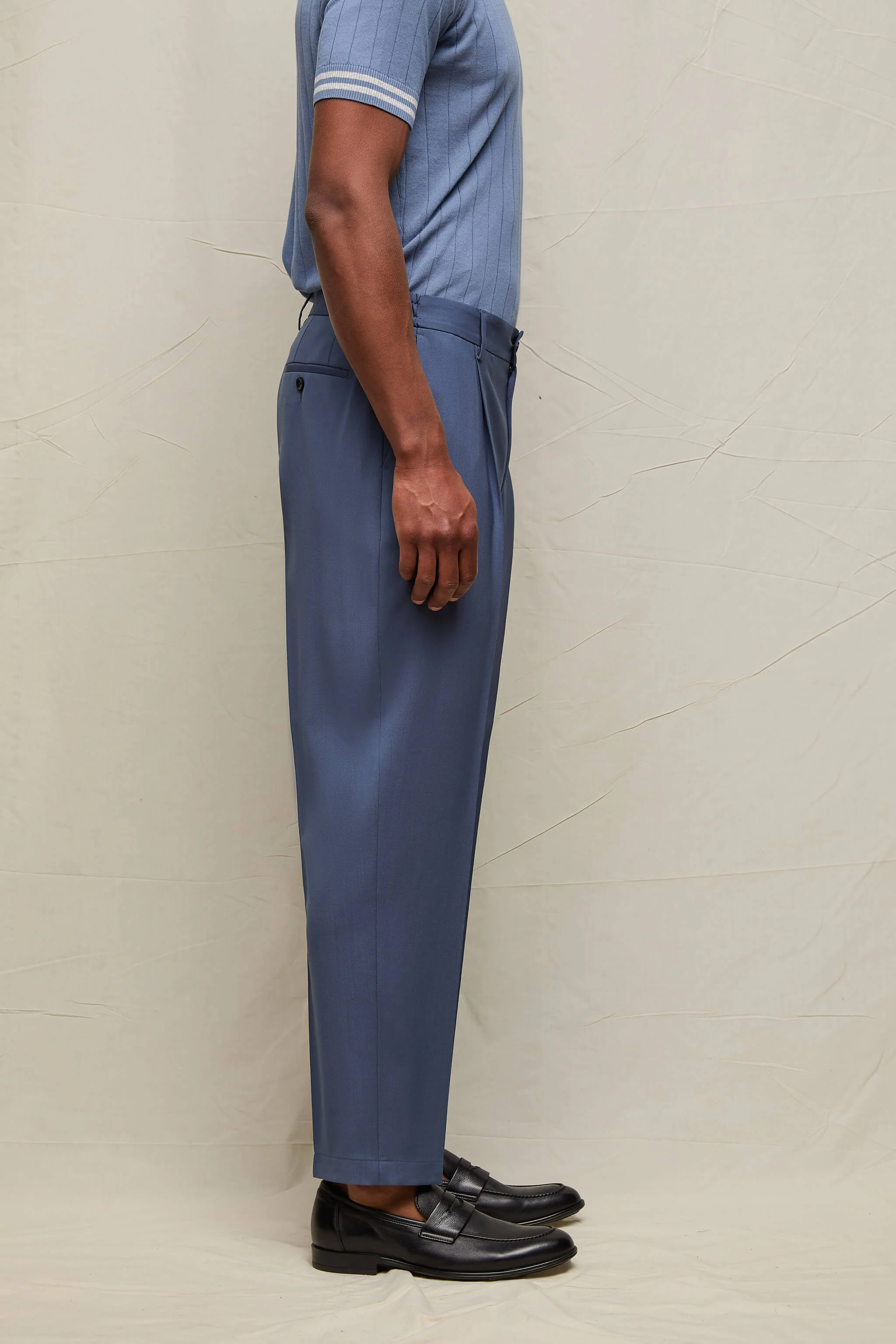 Pantalone WILSON in lana blu fumo - Image 3