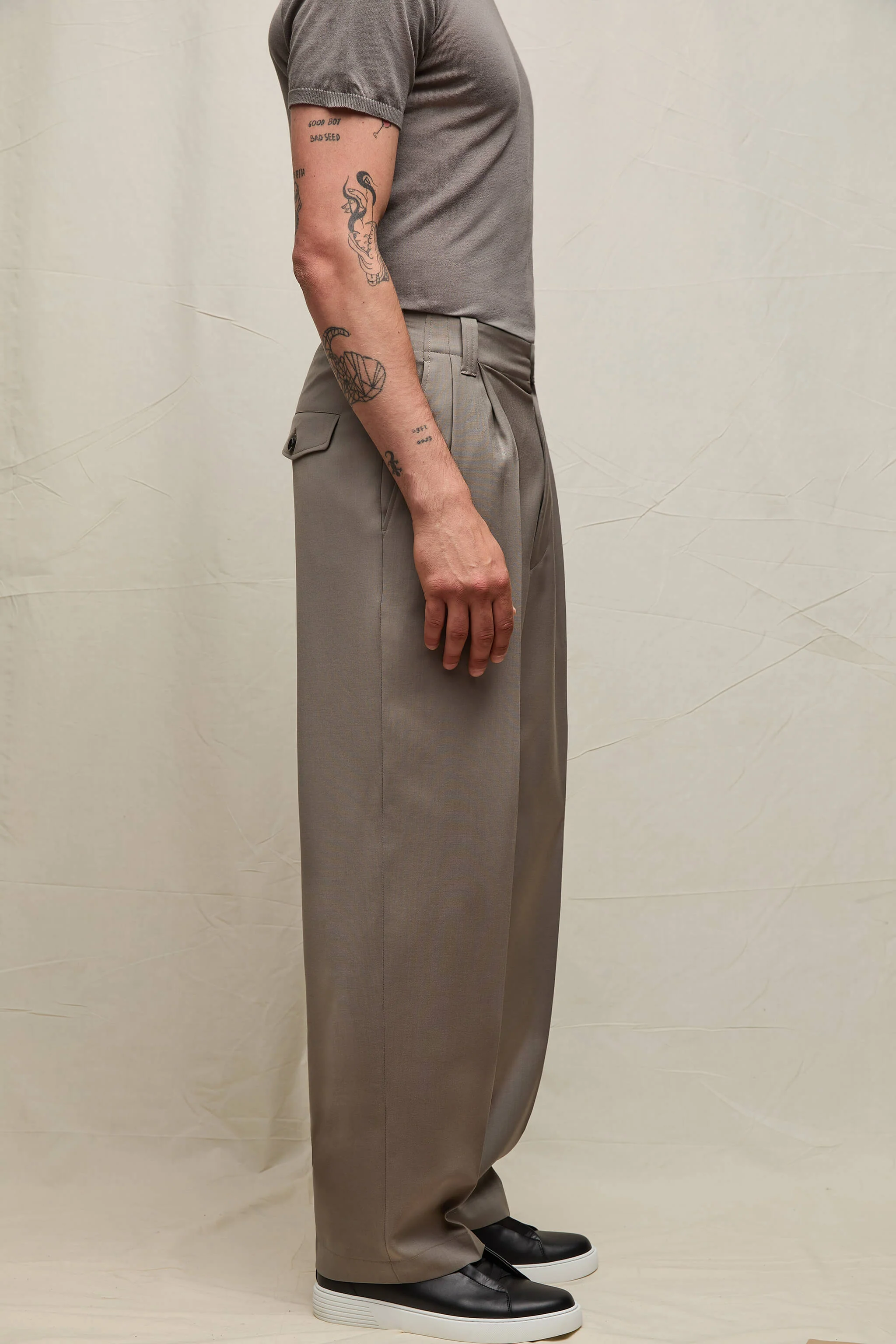 Pantalone MARK in lana tortora - Image 3