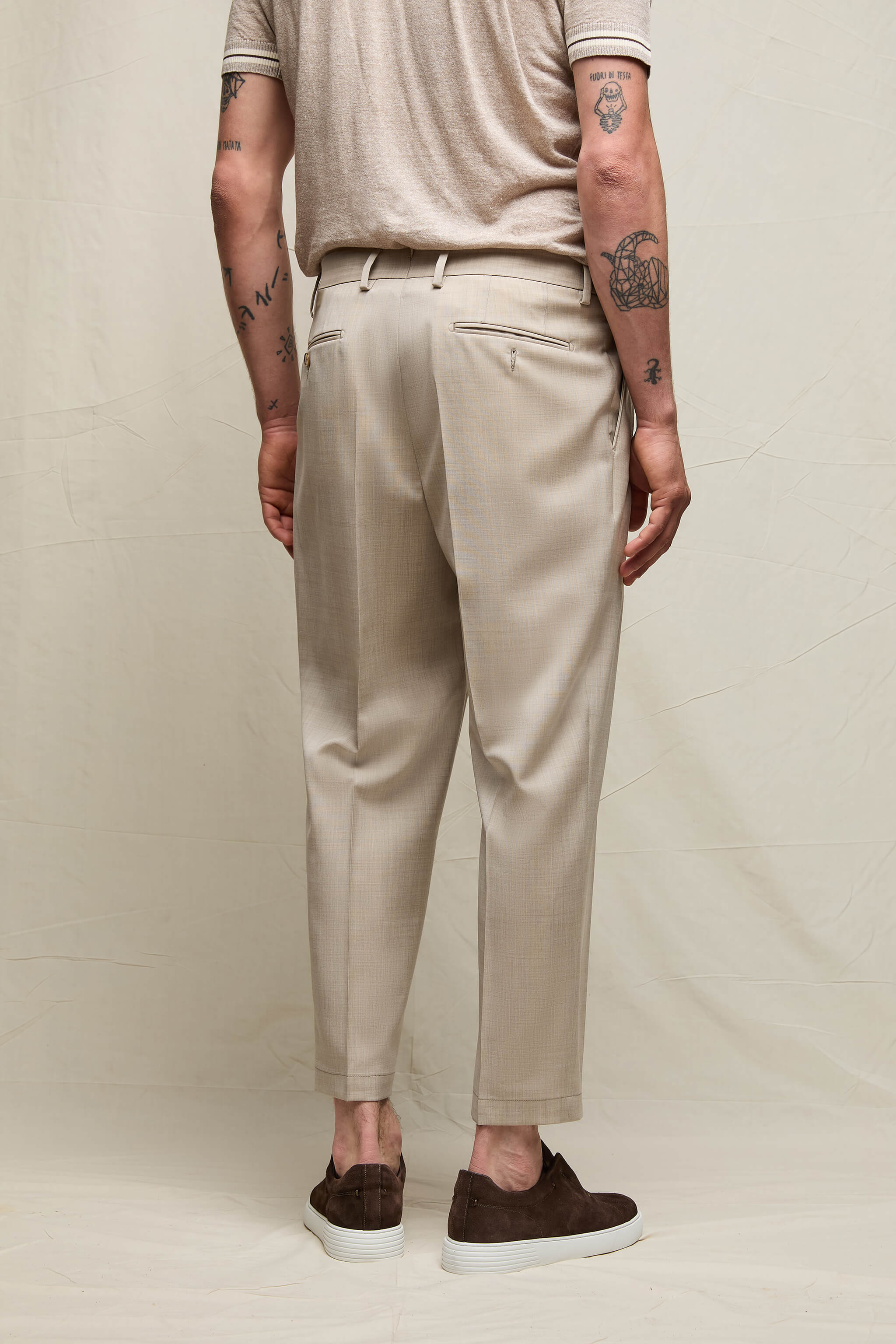 Pantalone Clarence in lana sabbia - Image 2