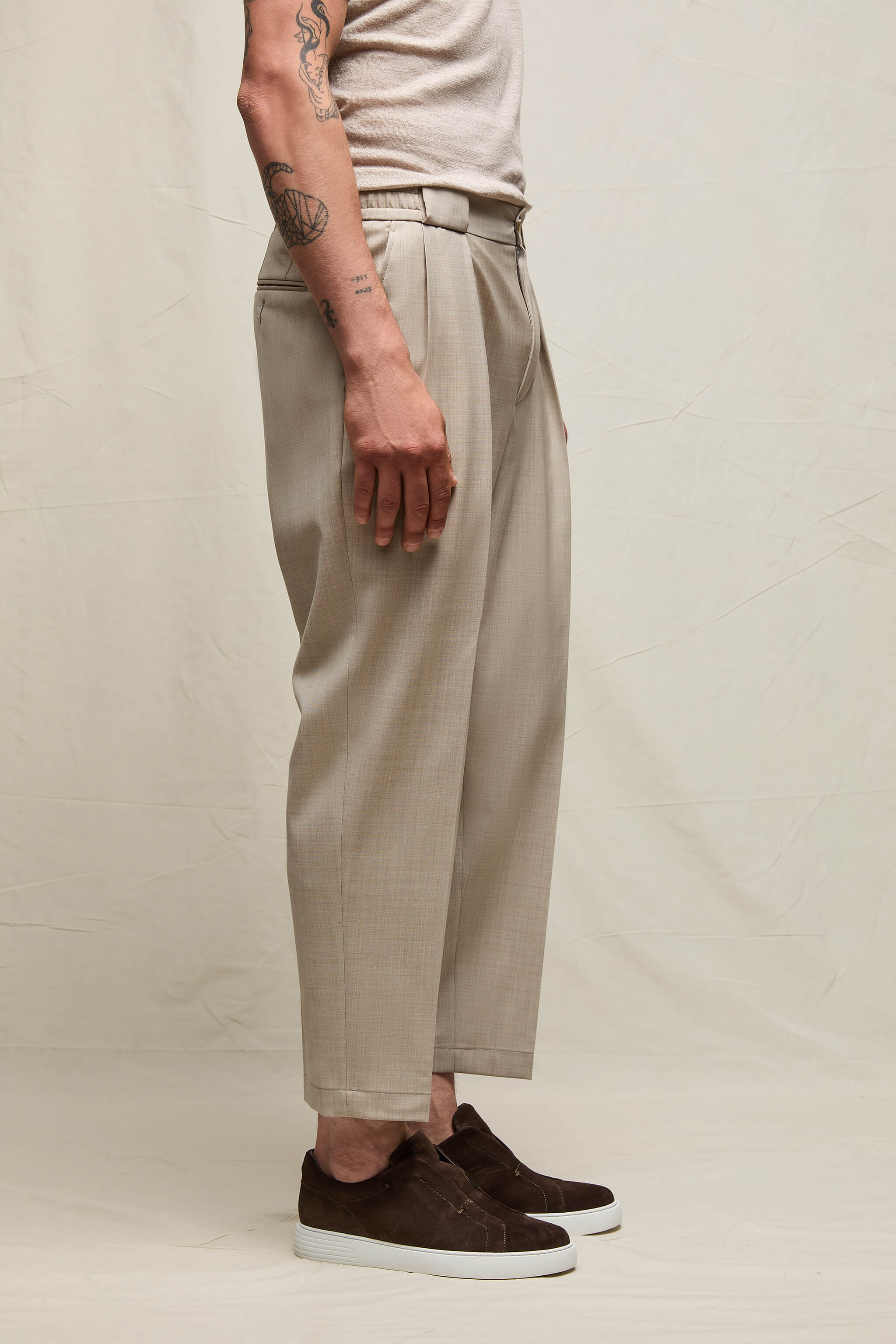 Pantalone Clarence in lana sabbia - Image 3