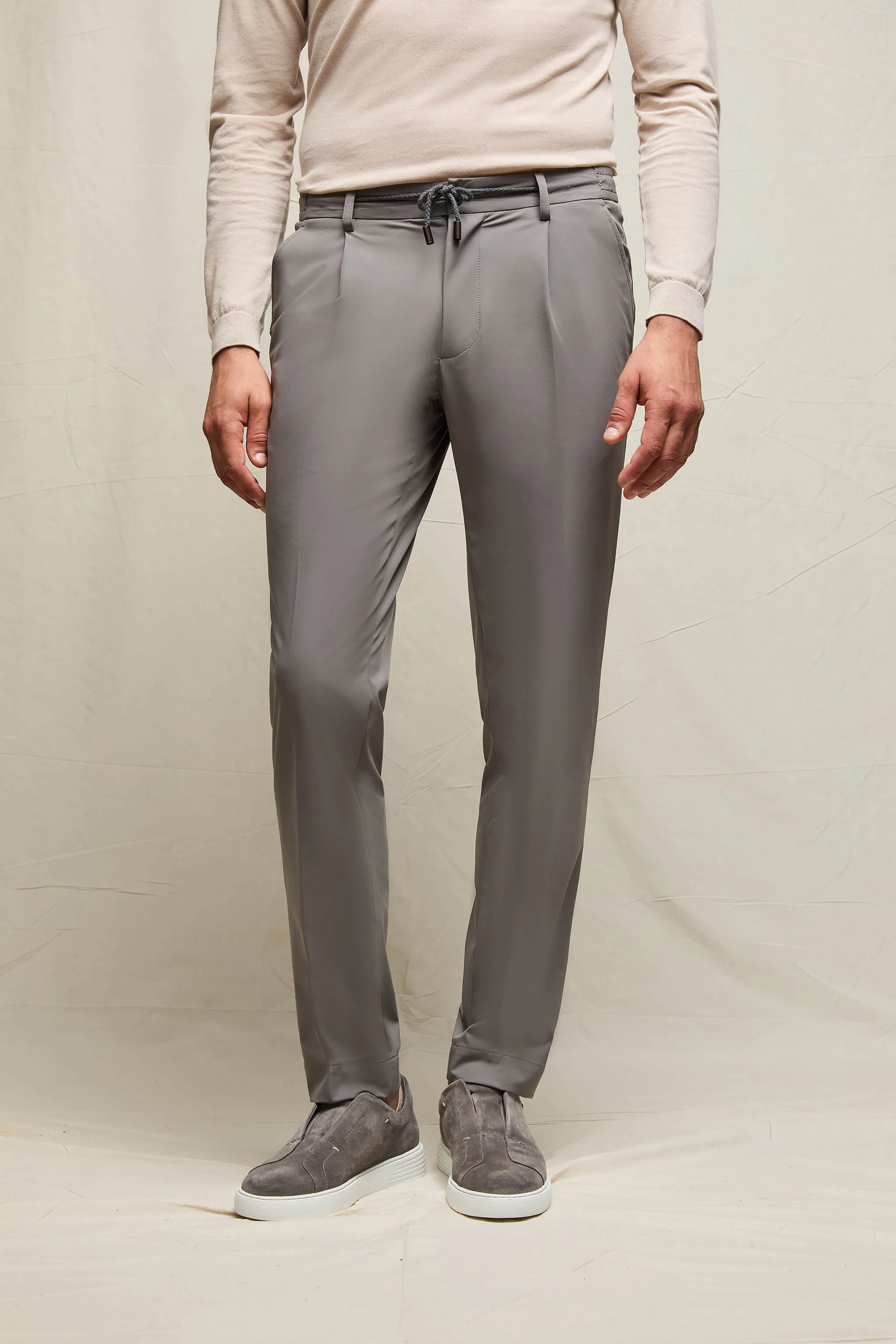 Pantalone ED tessuto tecnico grigio perla