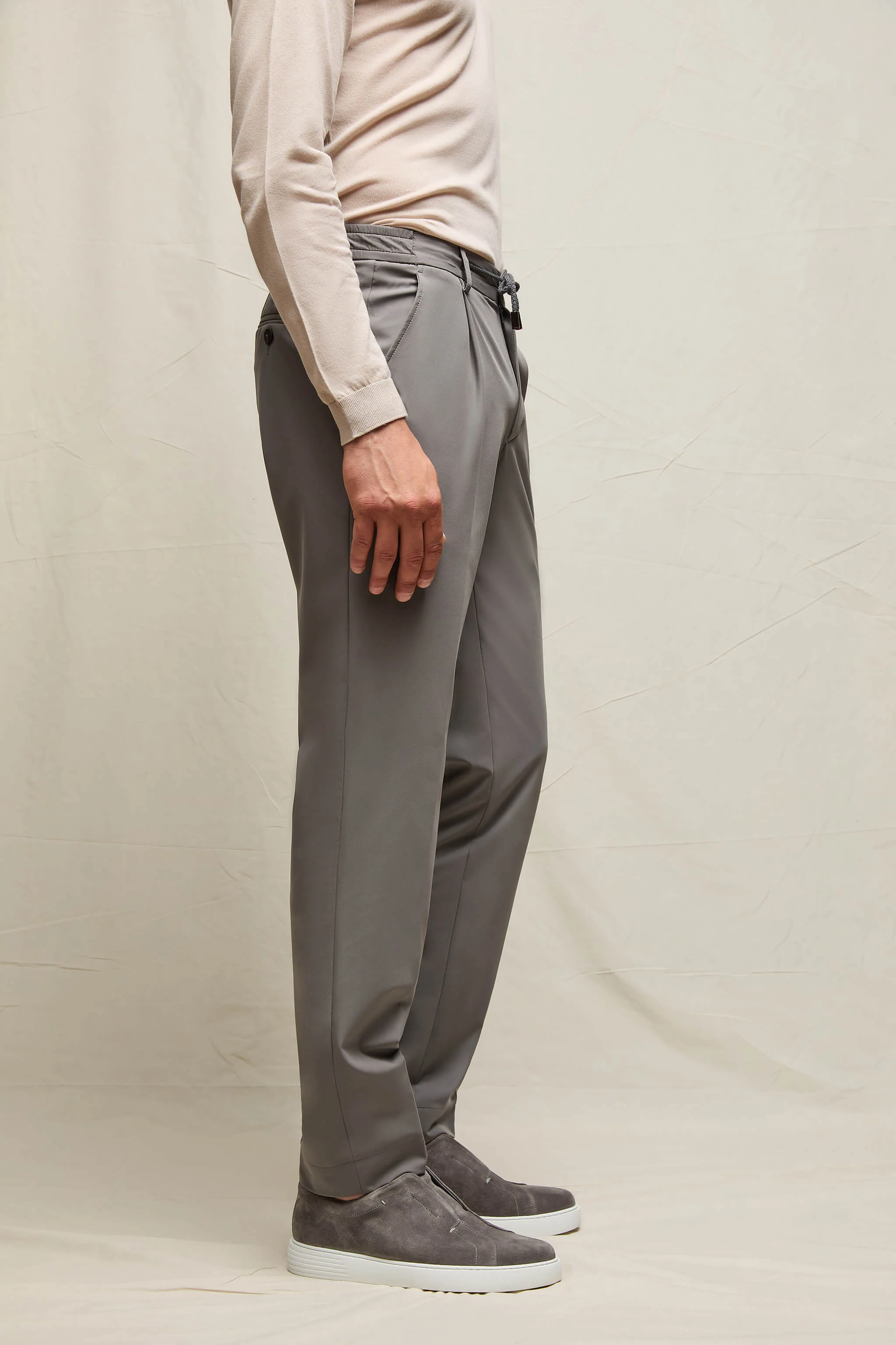 Pantalone ED tessuto tecnico grigio perla - Image 3