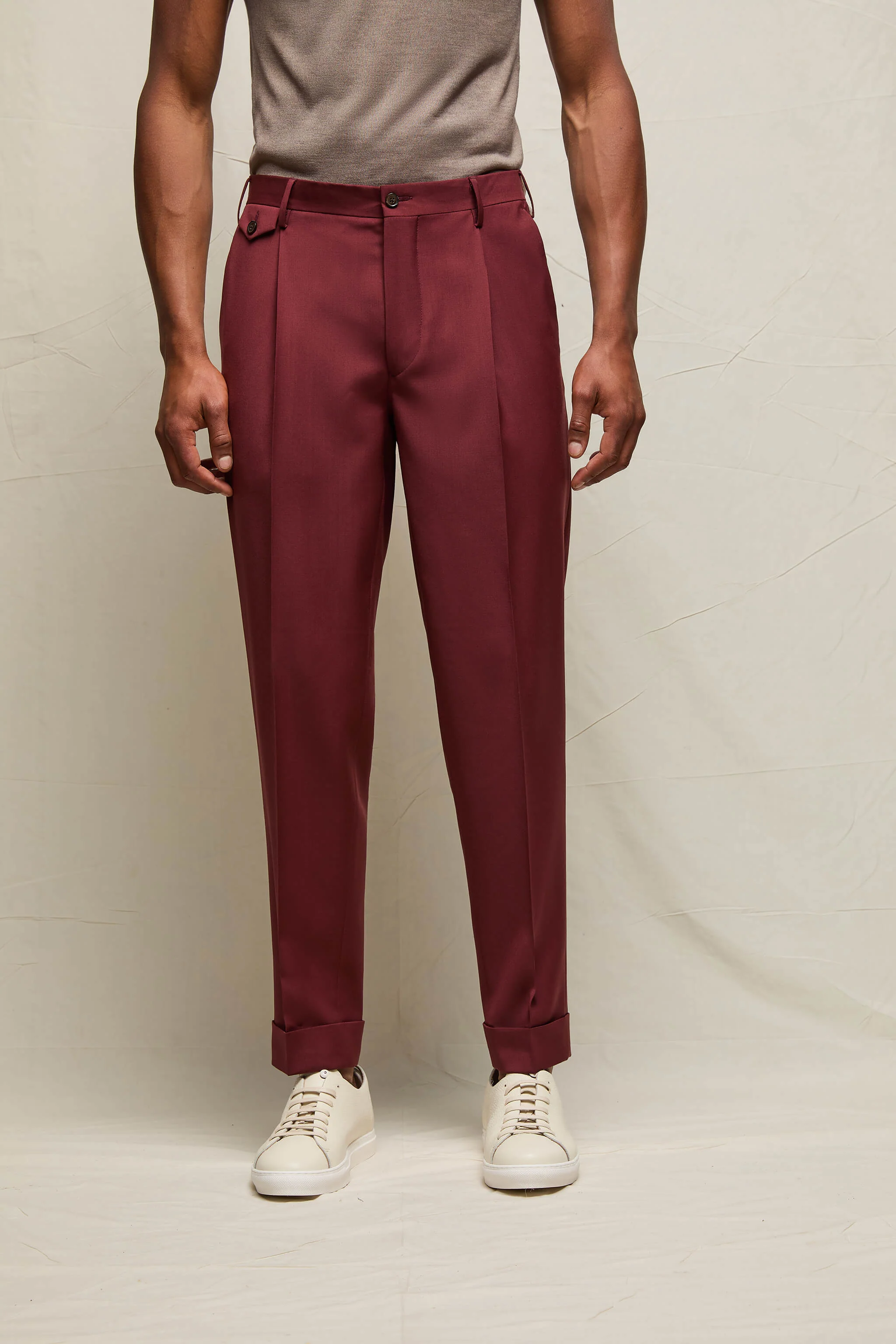 Pantalone MILES in lana vergine bordeaux