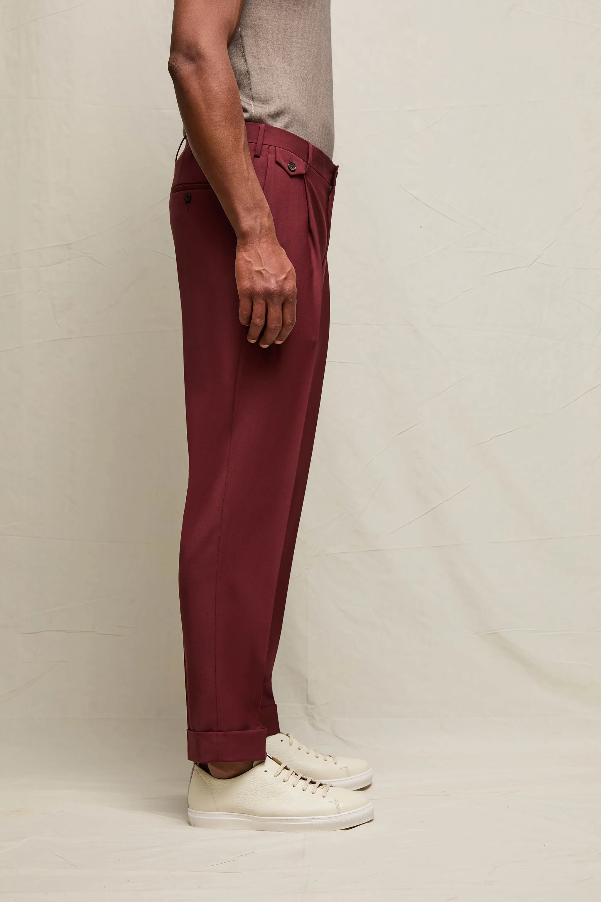 Pantalone MILES in lana vergine bordeaux - Image 3