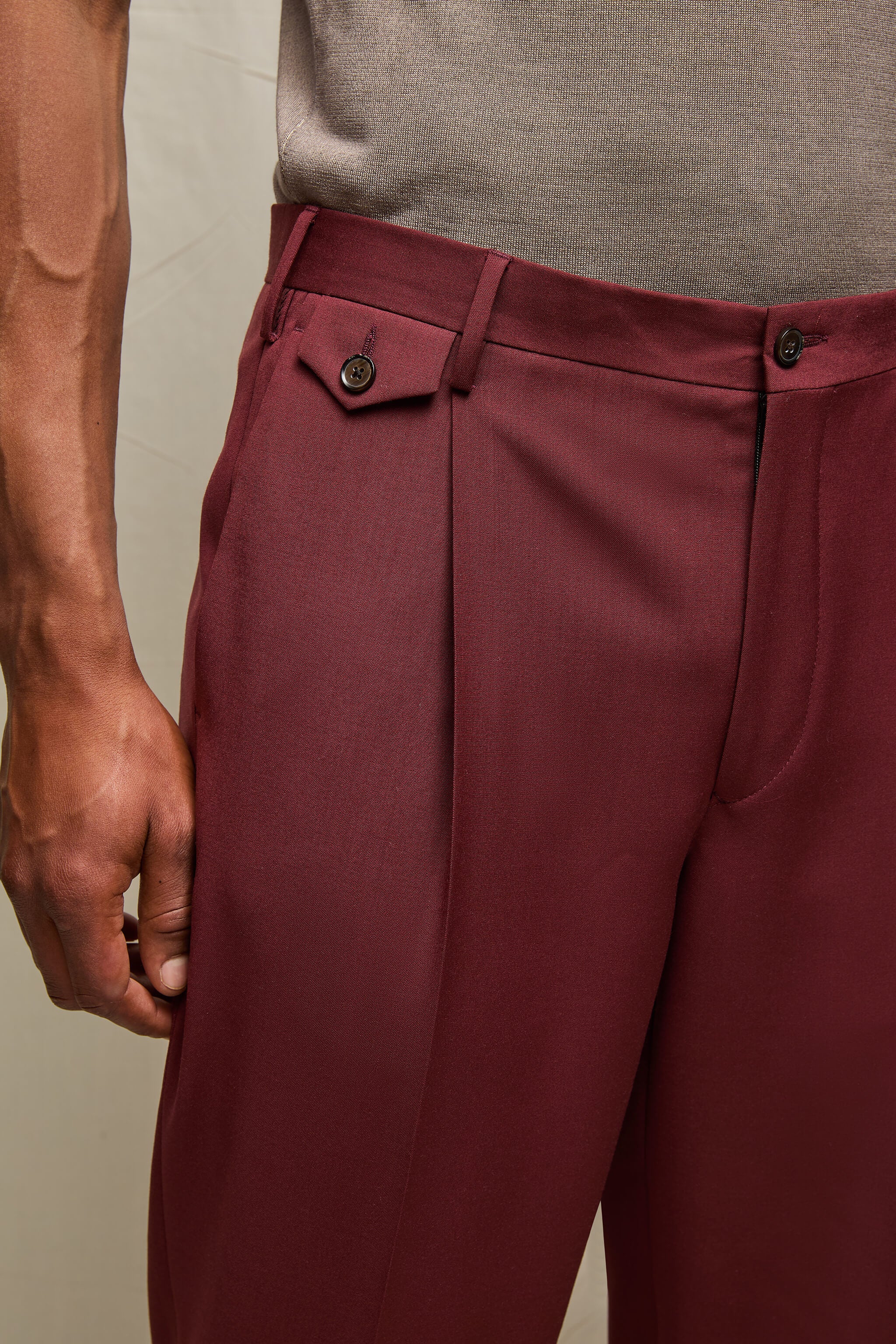 Pantalone MILES in lana vergine bordeaux - Image 5