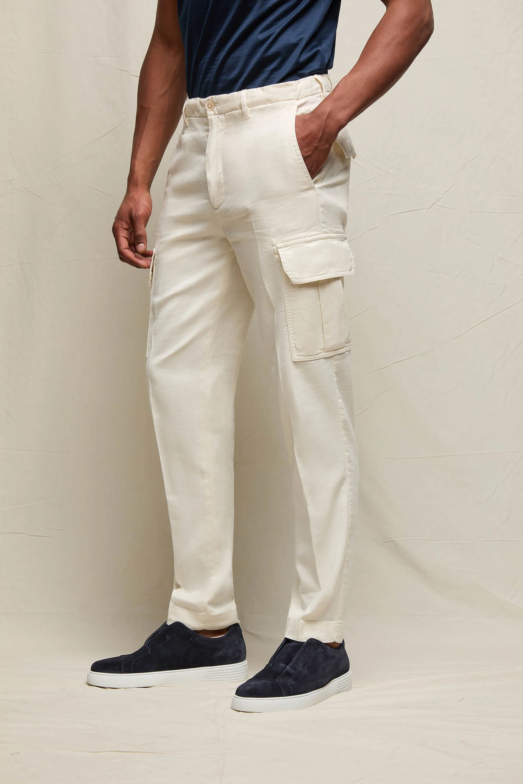 Pantalone CARGO tinto capo avorio - Image 2