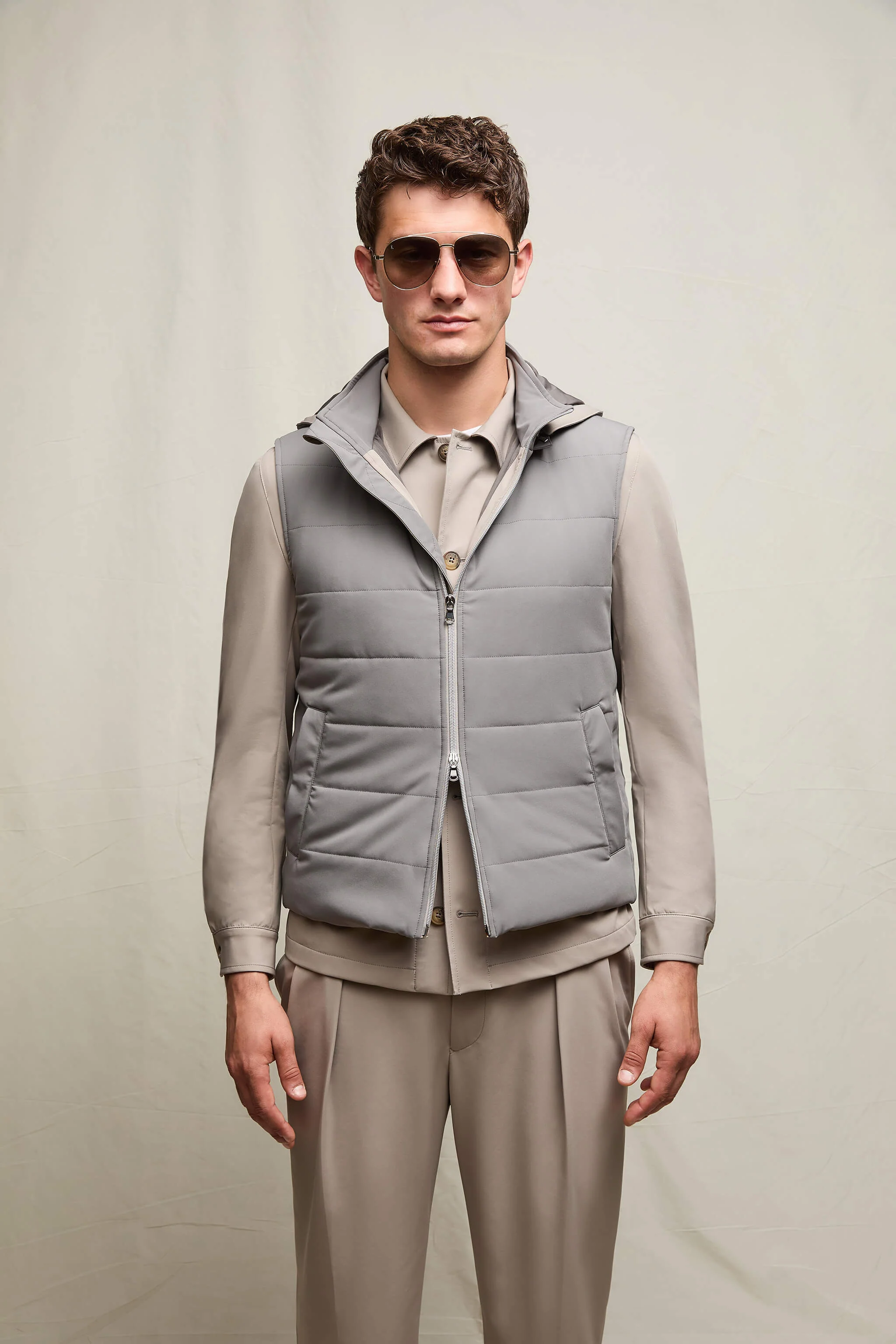 Gilet imbottito jersey tecnico grigio chiaro