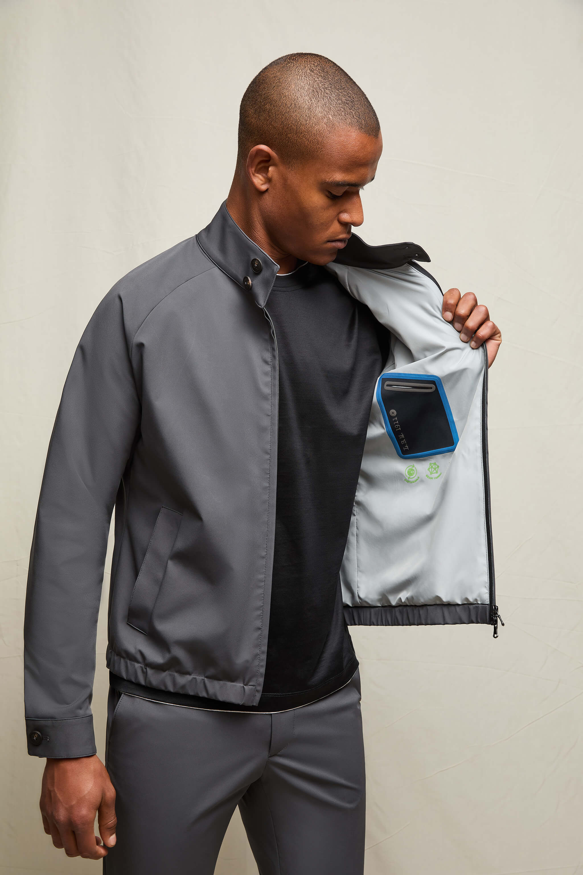 Bomber jacket in jersey tecnico antracite - Image 3