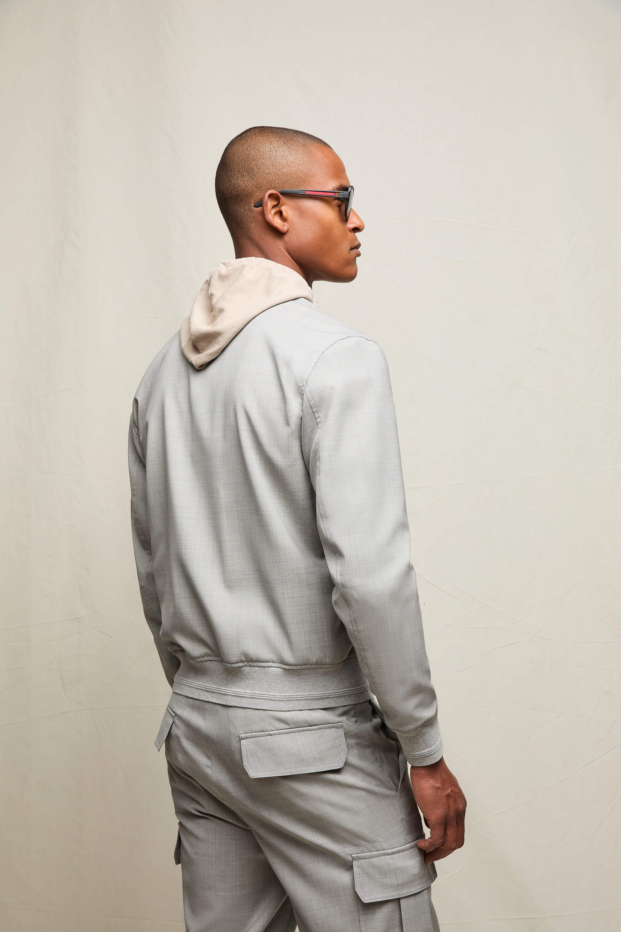 Bomber in lana grigio minerale - Image 3