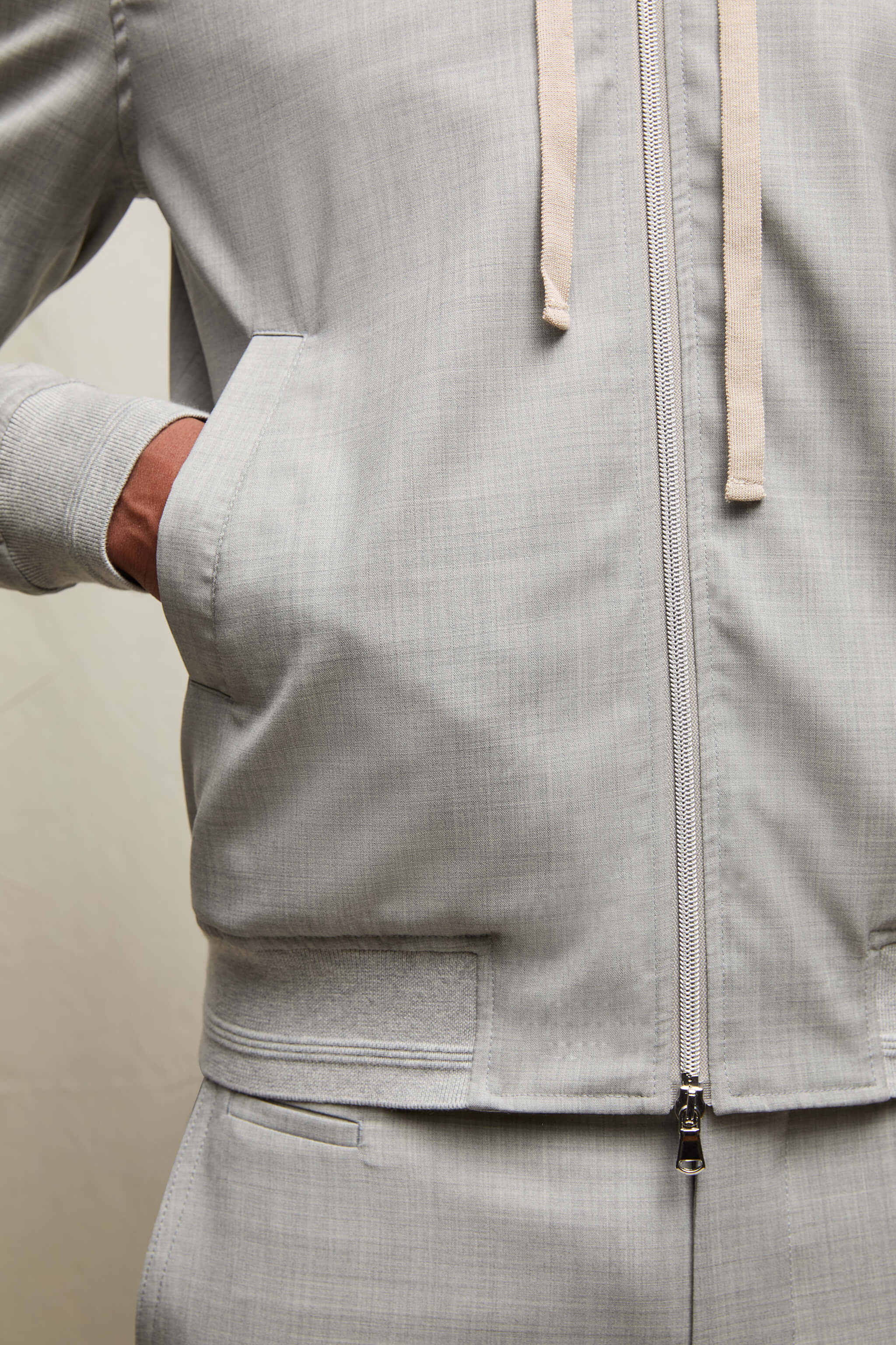 Bomber in lana grigio minerale - Image 4