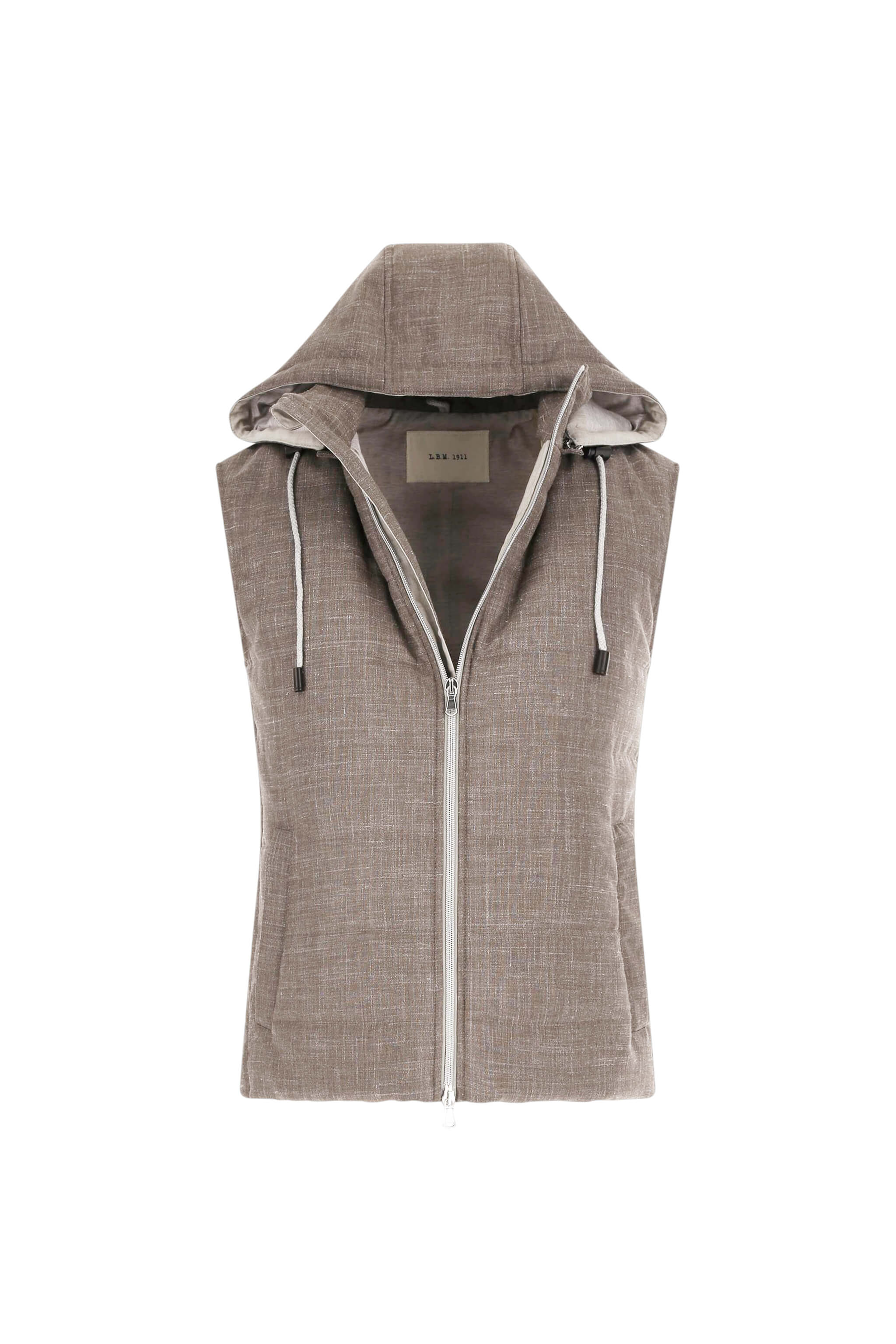 Gilet imbottito con cappuccio tortora - Image 7