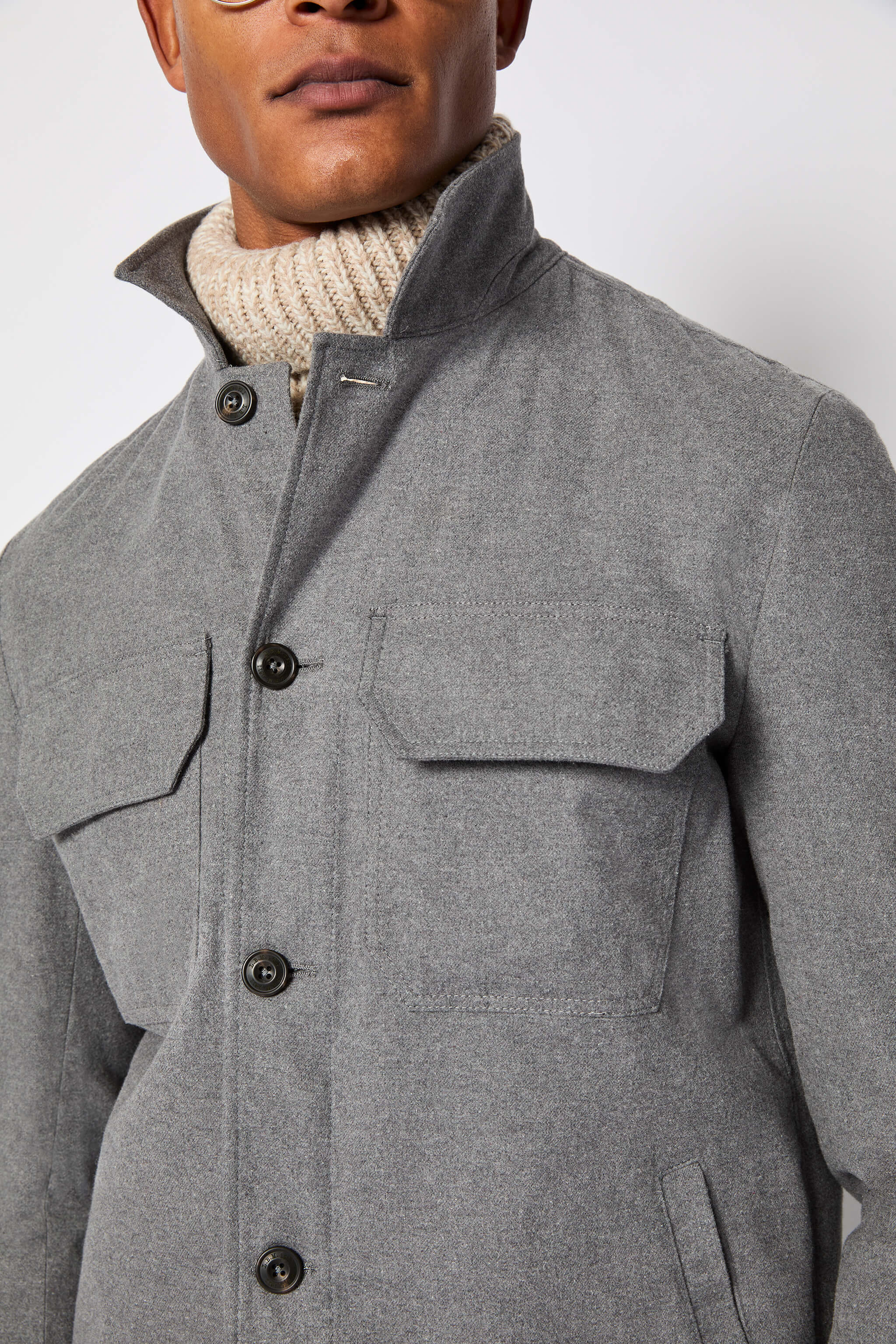 Overshirt grigio chiaro melange - Image 3