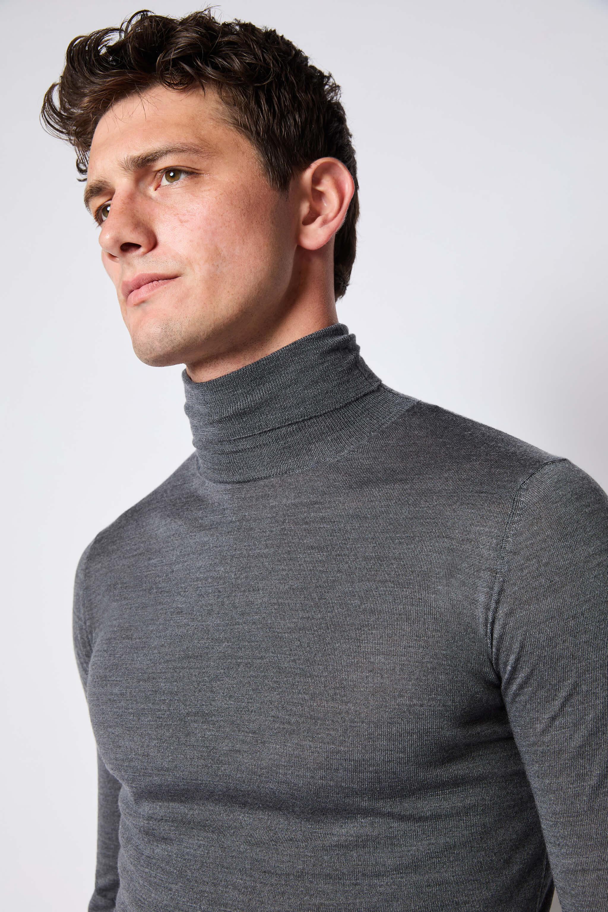 Maglia dolcevita grigio medio melange - Image 3