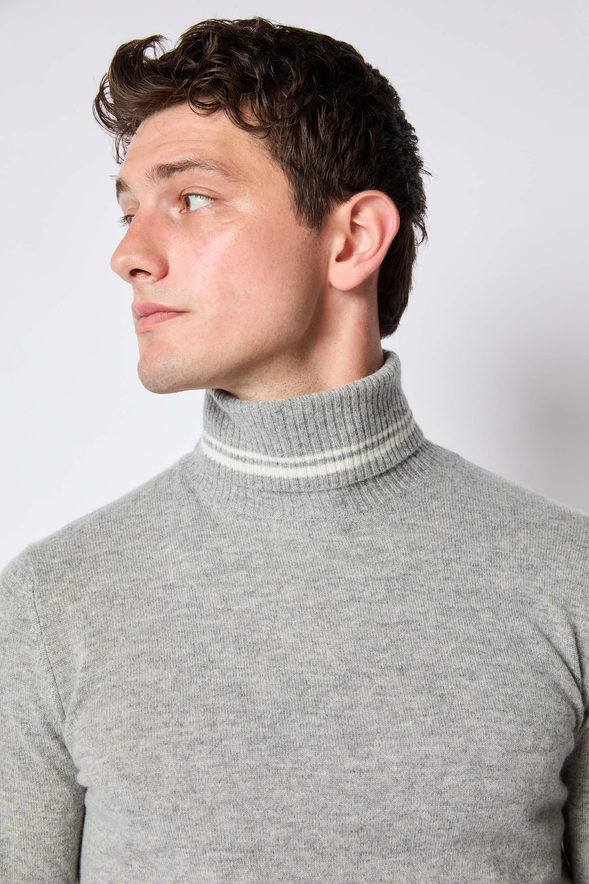 Maglia dolcevita grigio chiaro melange - Image 3