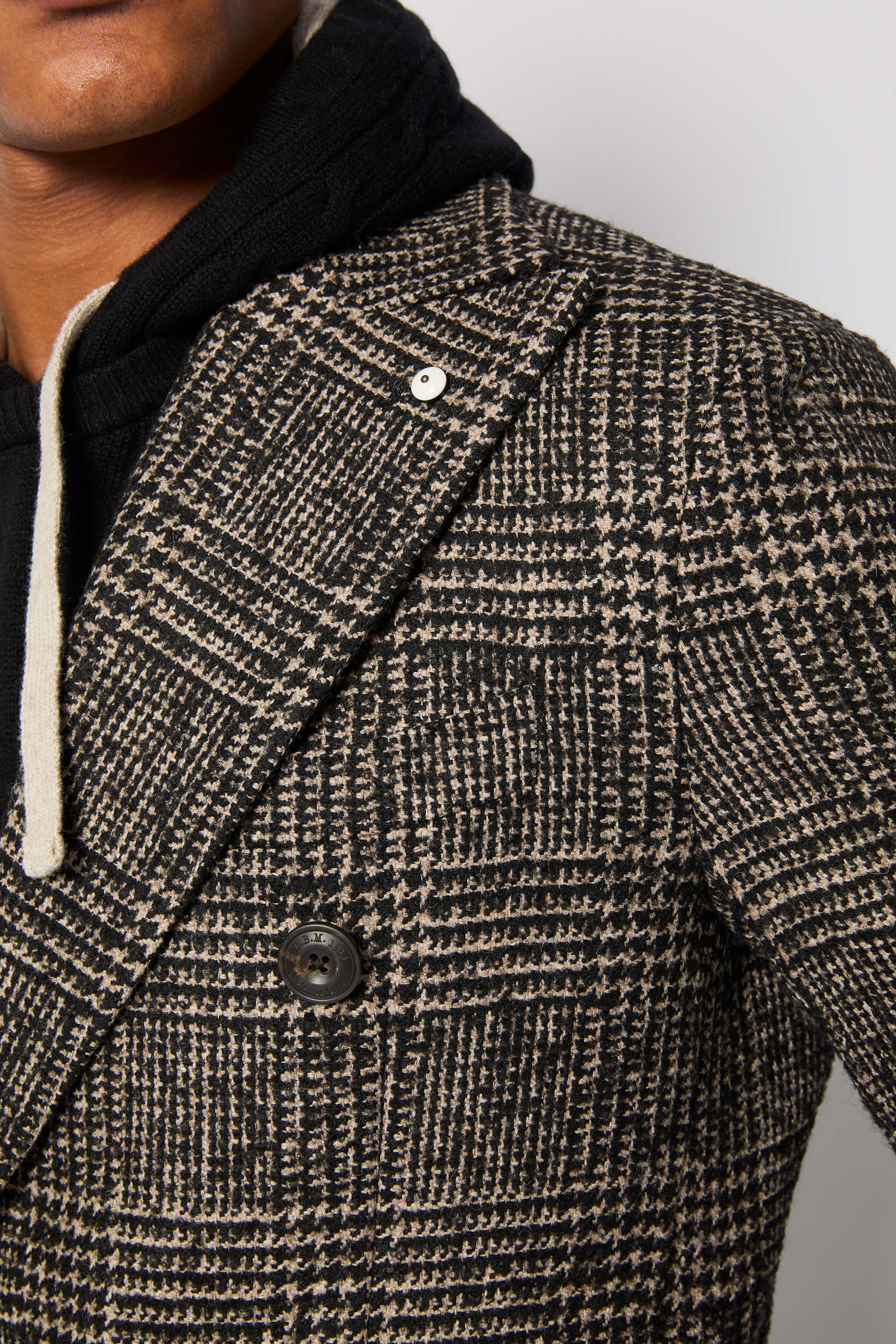 Cappotto doppiopetto Principe di Galles nero - Image 3