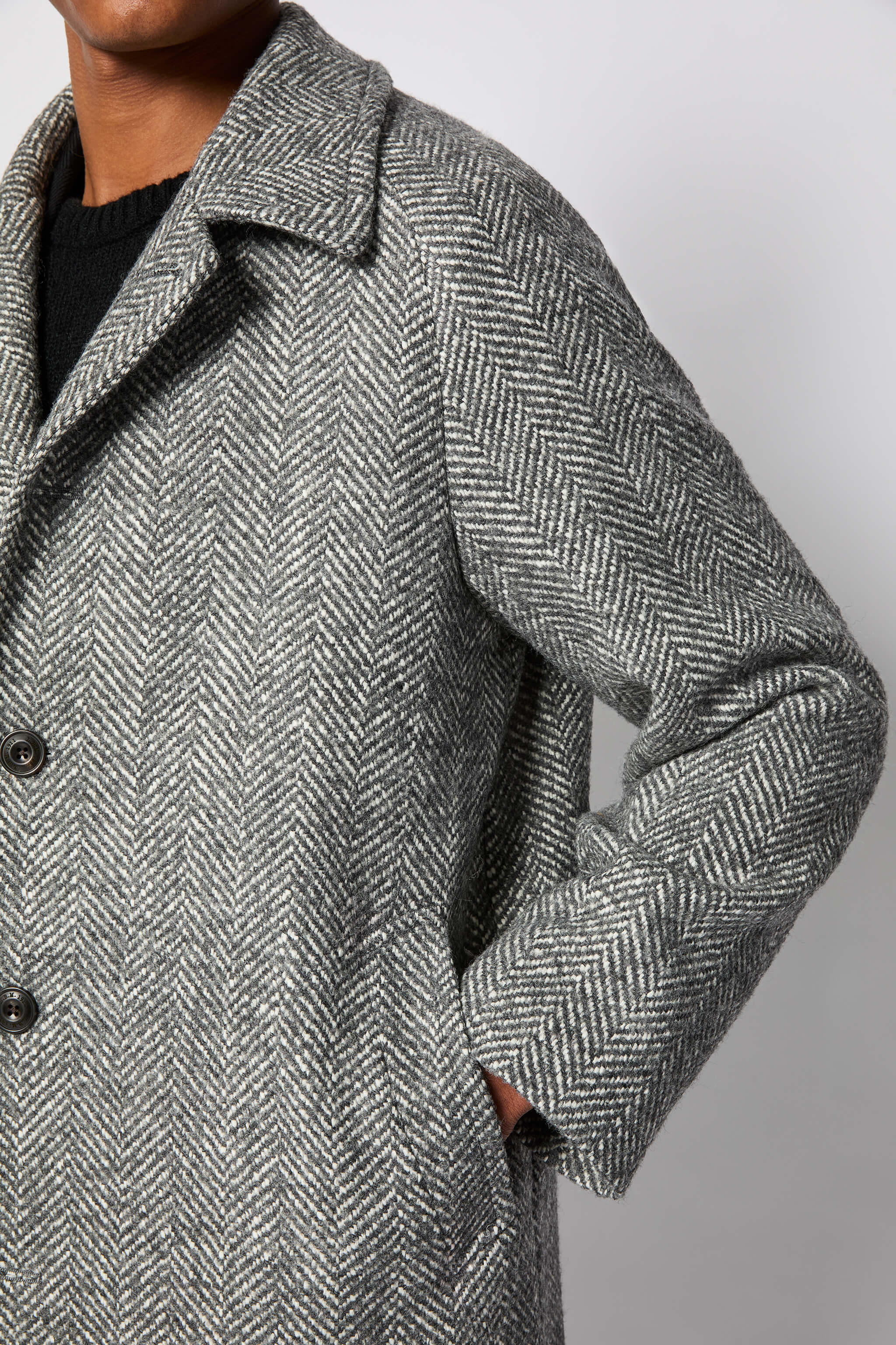 Cappotto monopetto non trattato grigio - Image 5