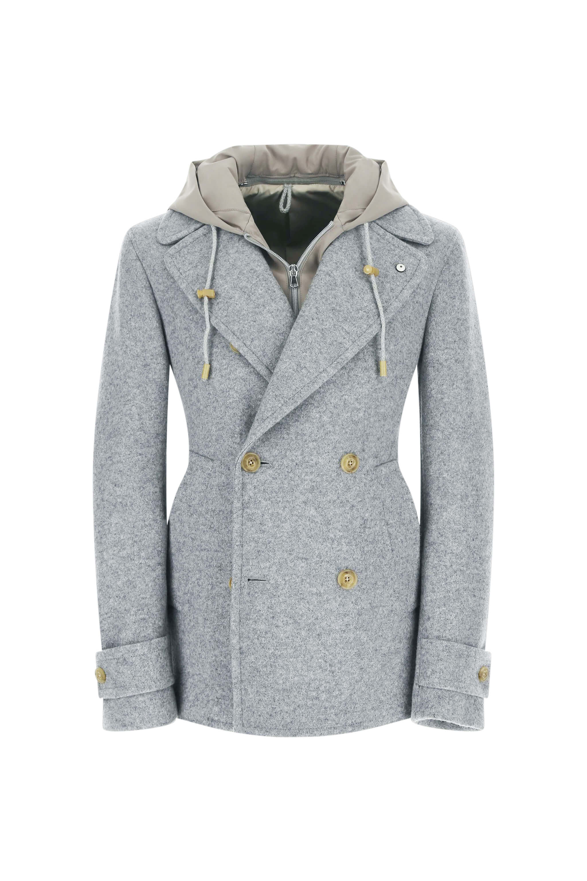 Peacoat con cappuccio grigio chiaro - Image 7