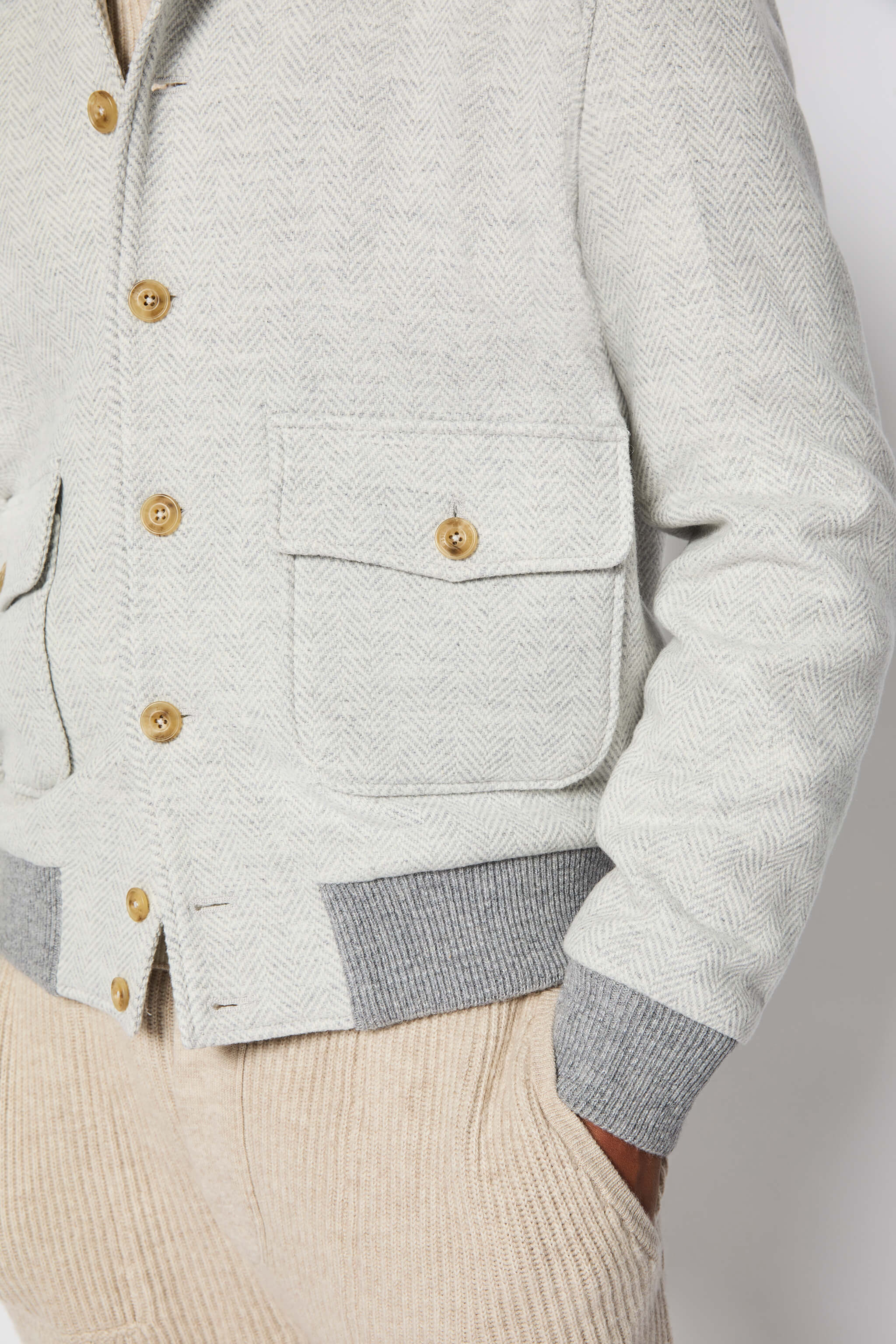 Bomber in jersey grigio chiaro - Image 4